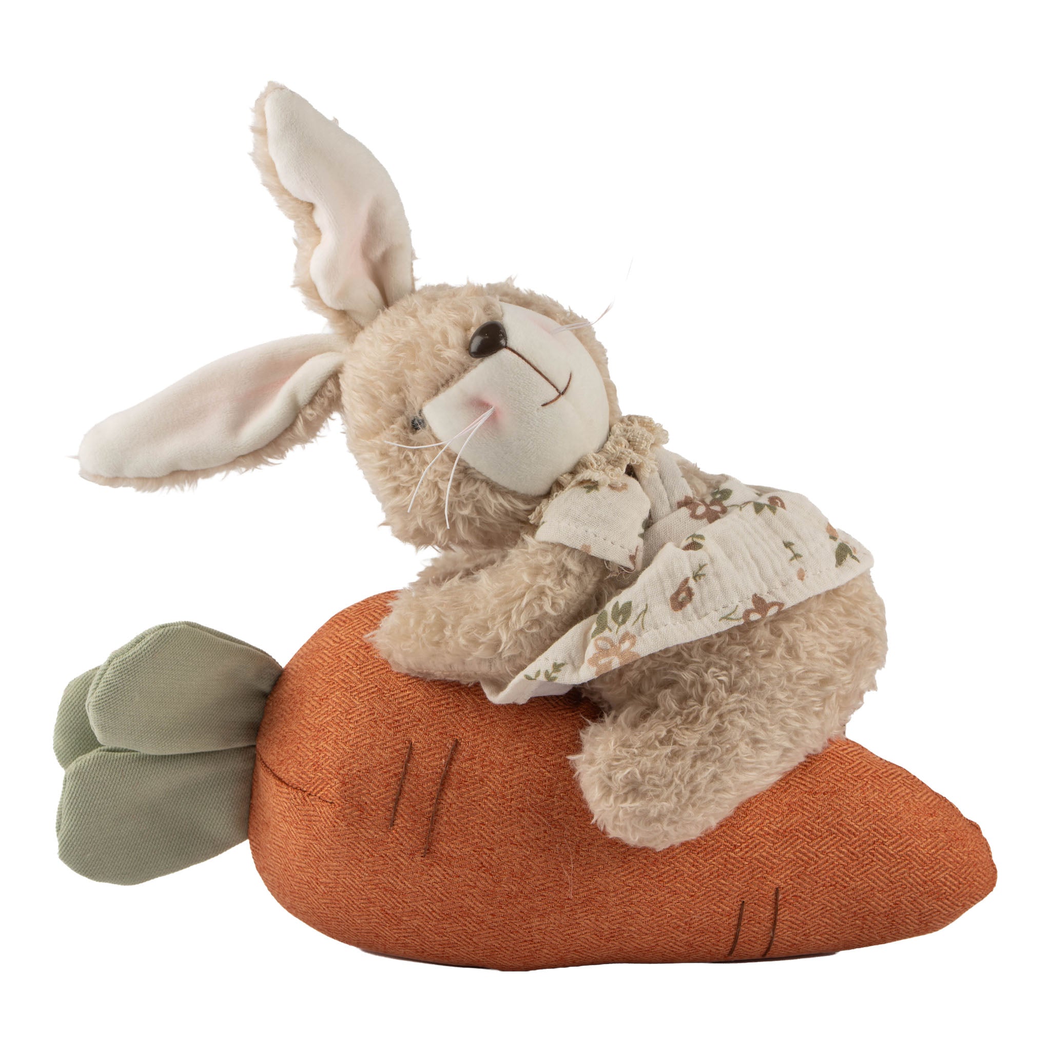 28cm Assorted Plush Country Carrot Riding Bunnies - Seasonal Decor