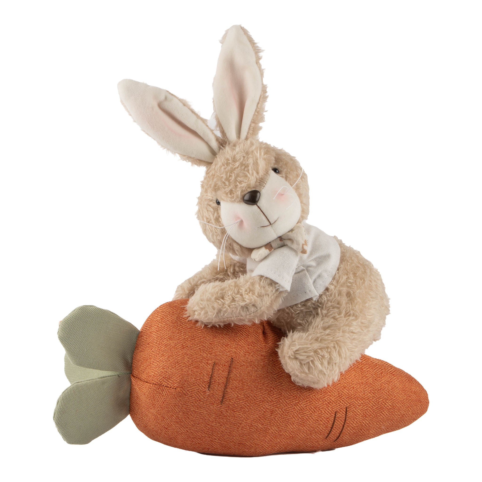 28cm Assorted Plush Country Carrot Riding Bunnies - Seasonal Decor