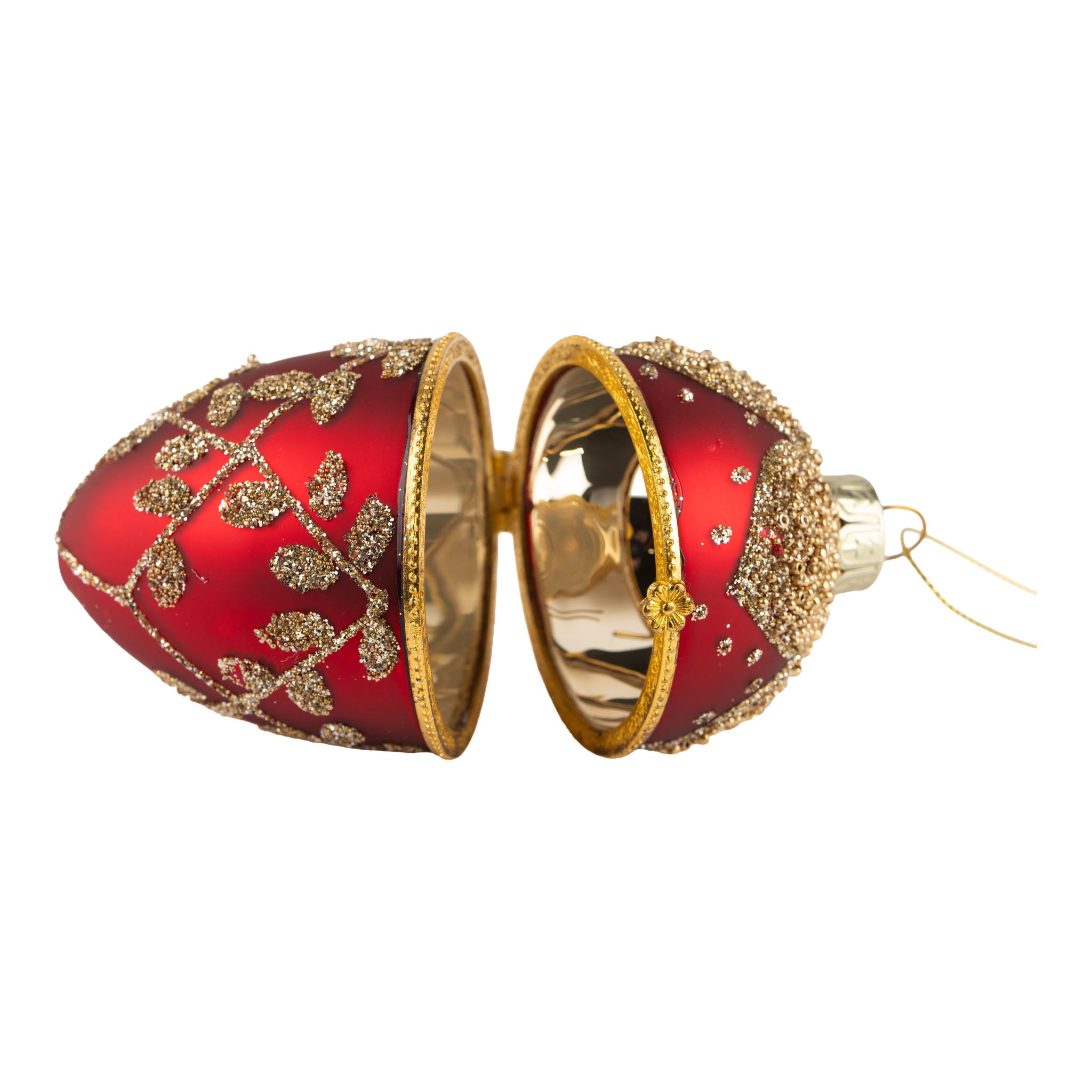 10cm Encrusted Red Trinket Box Hanging Egg - Seasonal Decor