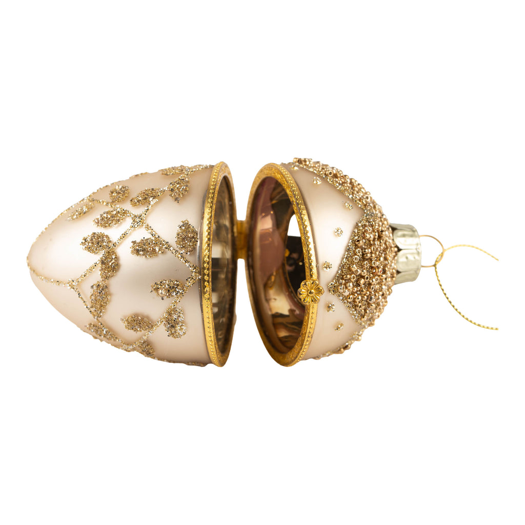10cm Encrusted Gold Trinket Box Hanging Egg - Seasonal Decor