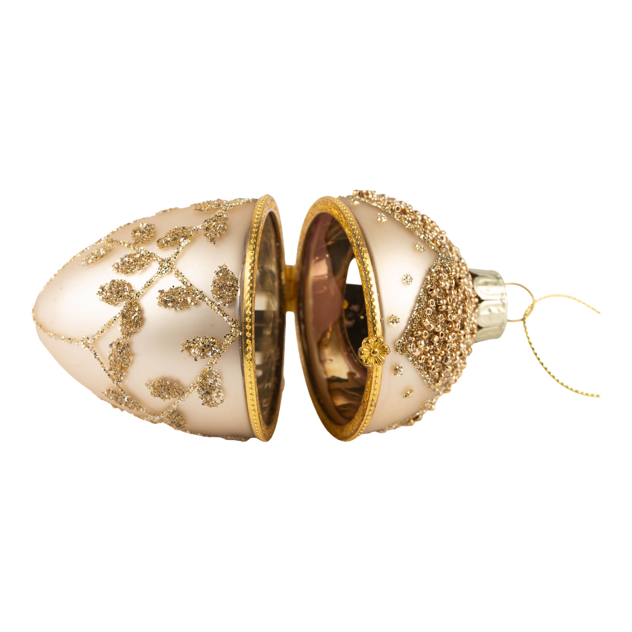10cm Encrusted Gold Trinket Box Hanging Egg - Seasonal Decor