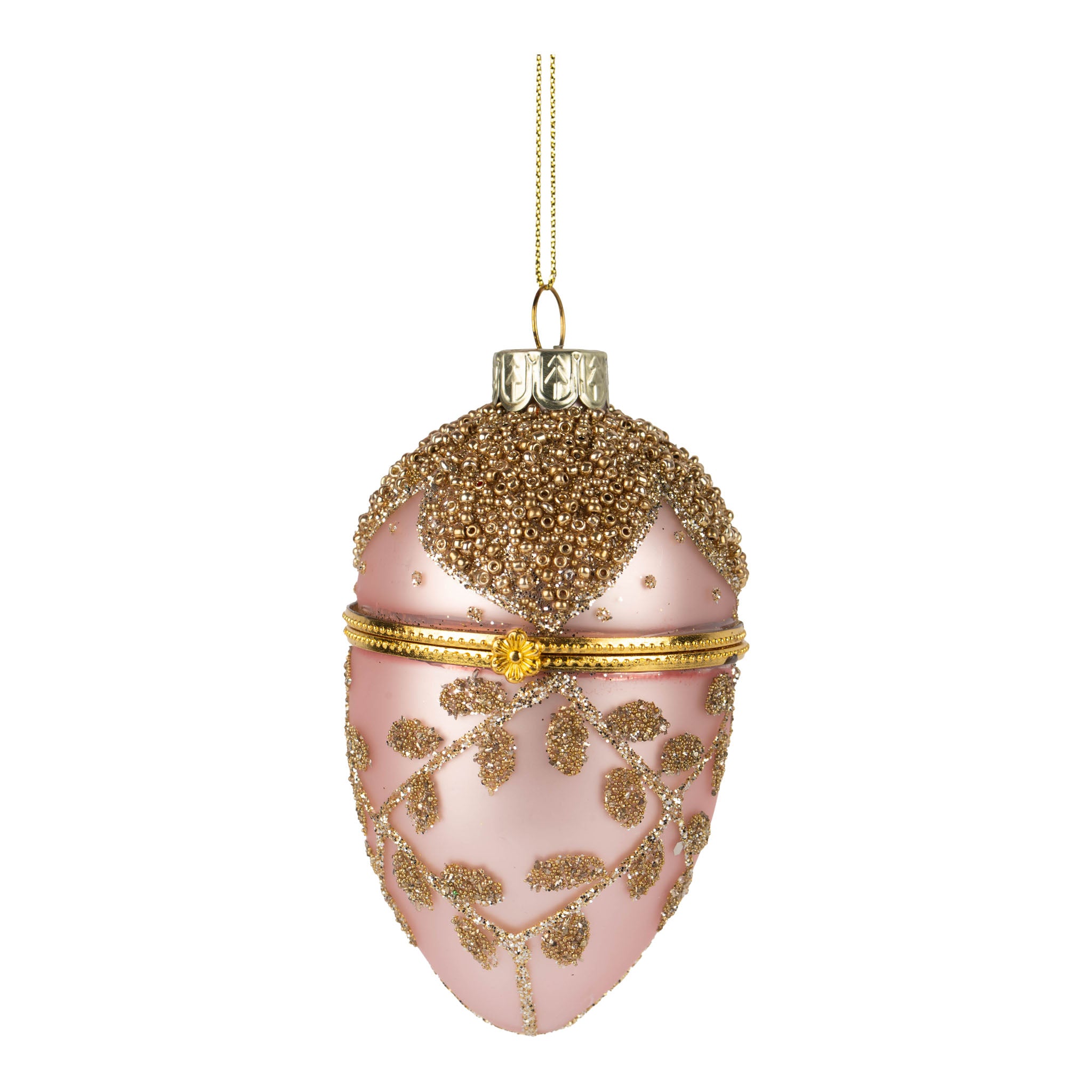 10cm Encrusted Pink Trinket Box Hanging Egg - Seasonal Decor