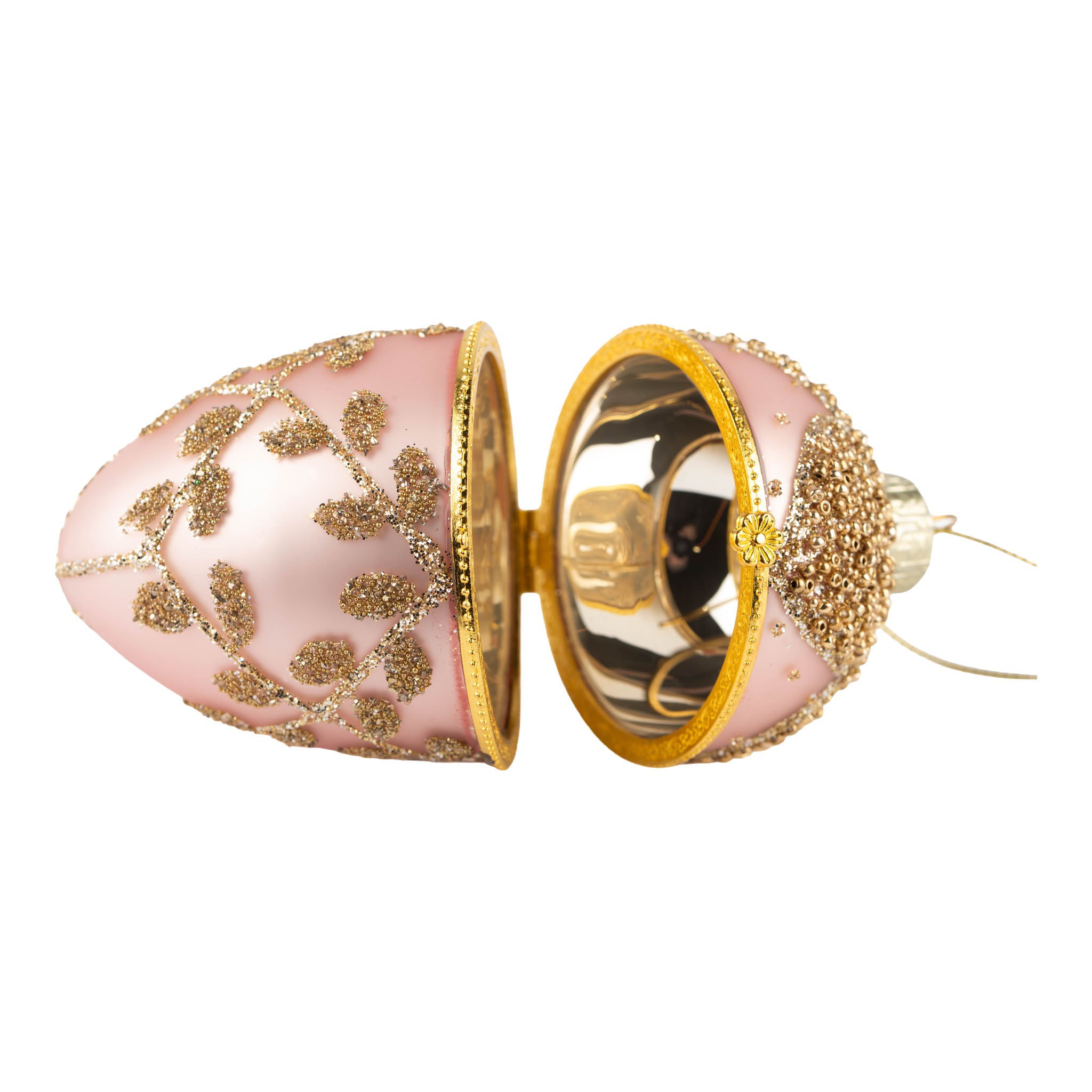 10cm Encrusted Pink Trinket Box Hanging Egg - Seasonal Decor