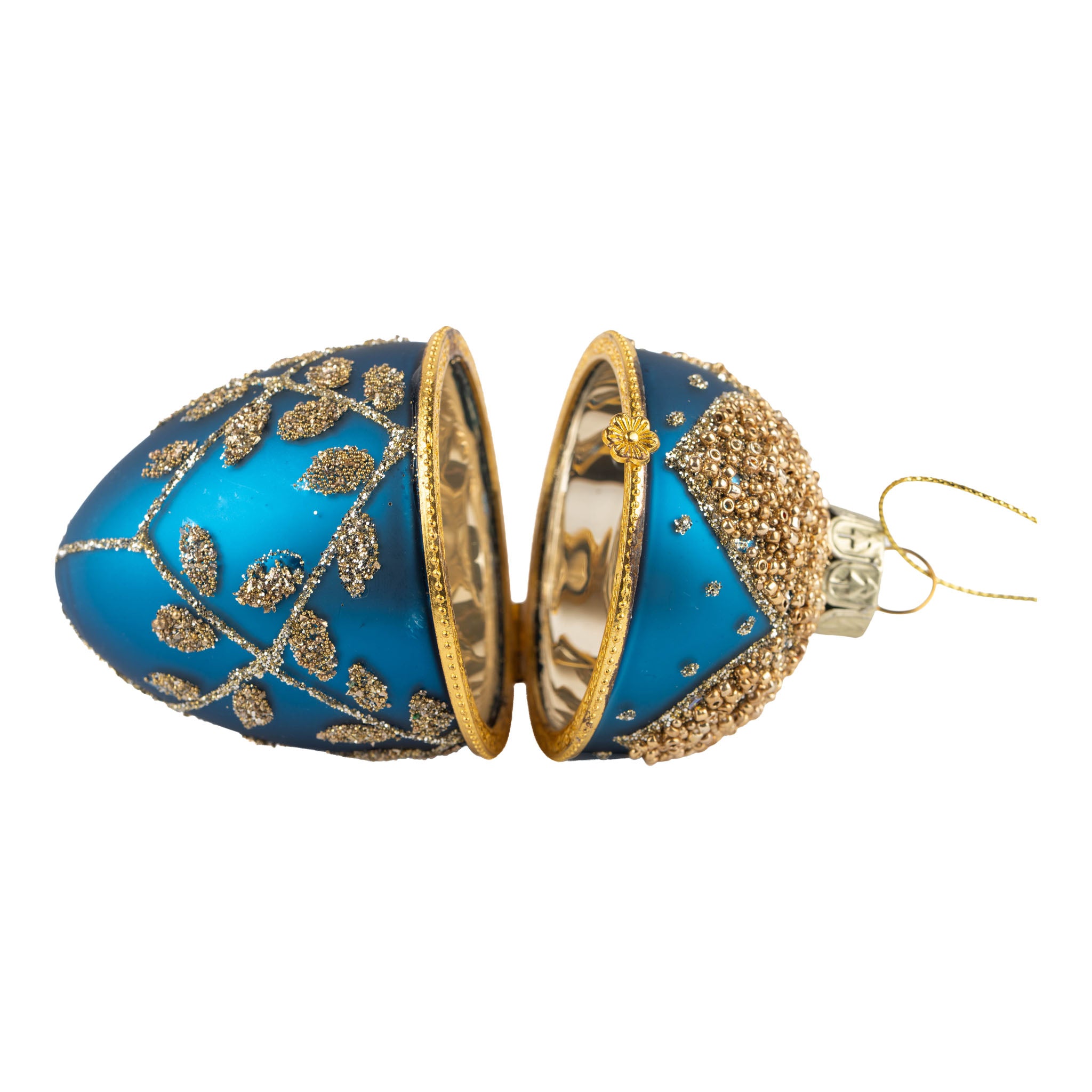 10cm Encrusted Blue Trinket Box Hanging Egg - Seasonal Decor