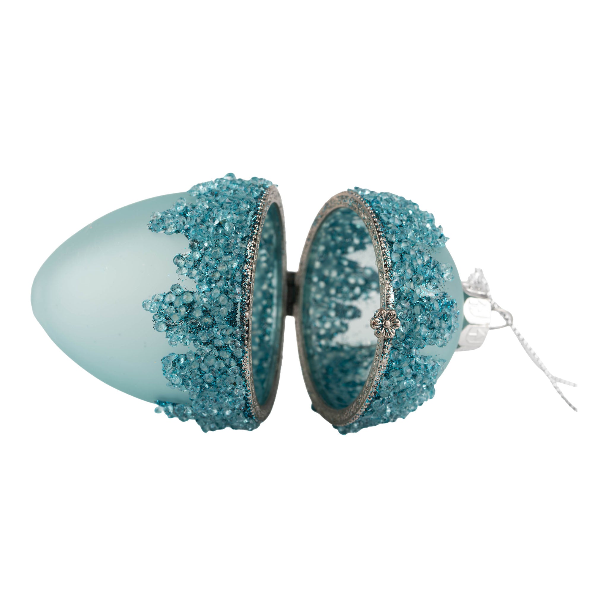 10cm Encrusted Light Blue Trinket Box Hanging Egg - Seasonal Decor