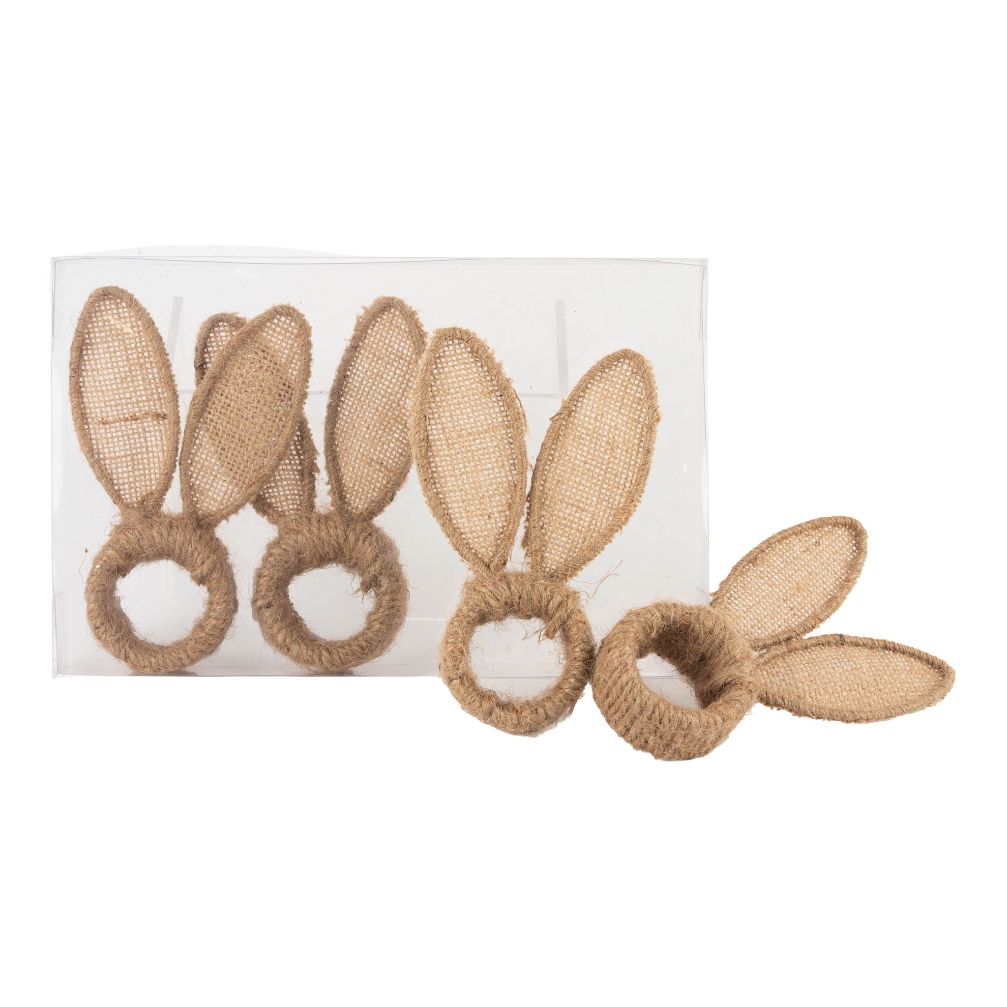 Box of 4 Natural Bunny Ear Napkin Rings - Seasonal Decor