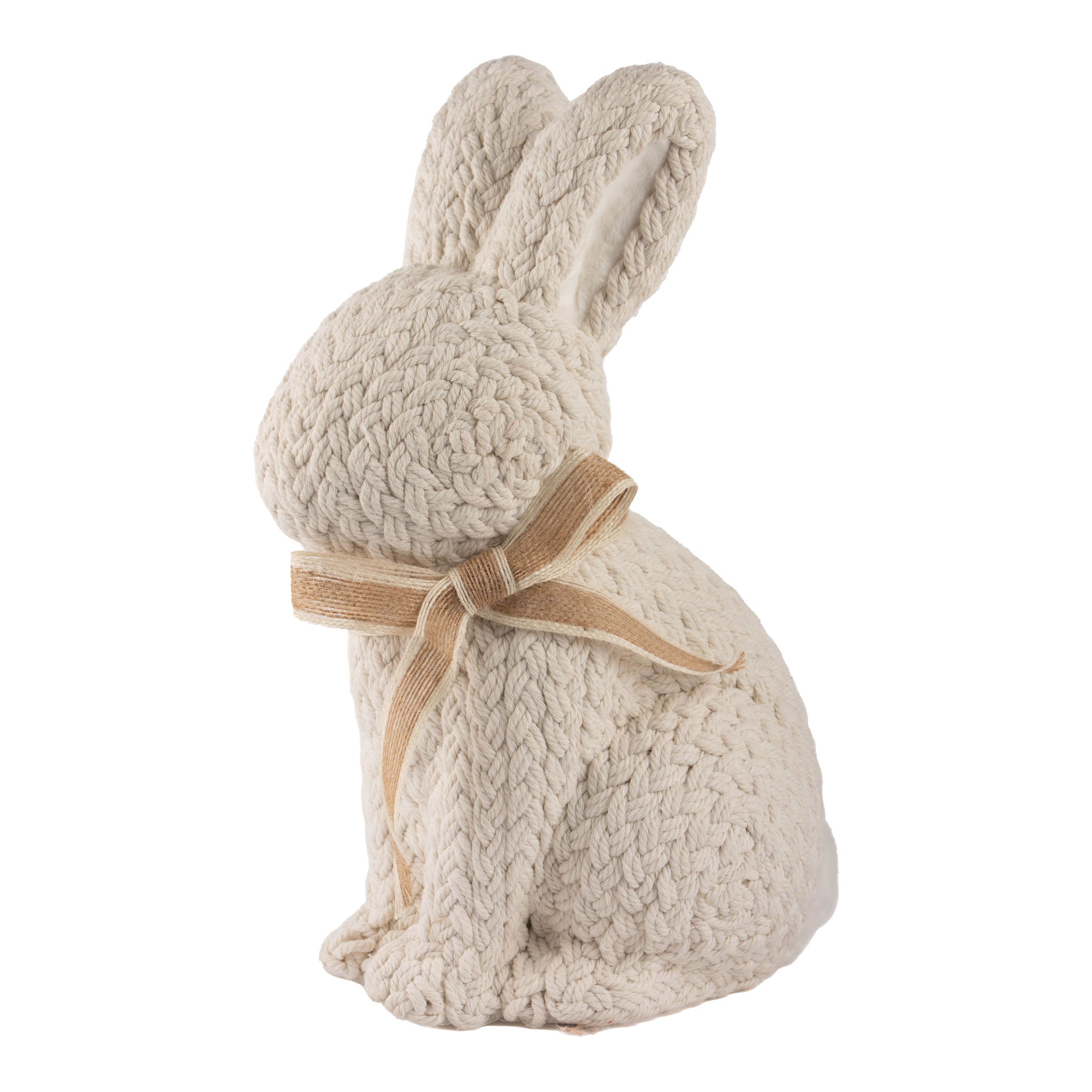 35cm Sitting Knit Look Ivory Bunny - Seasonal Decor