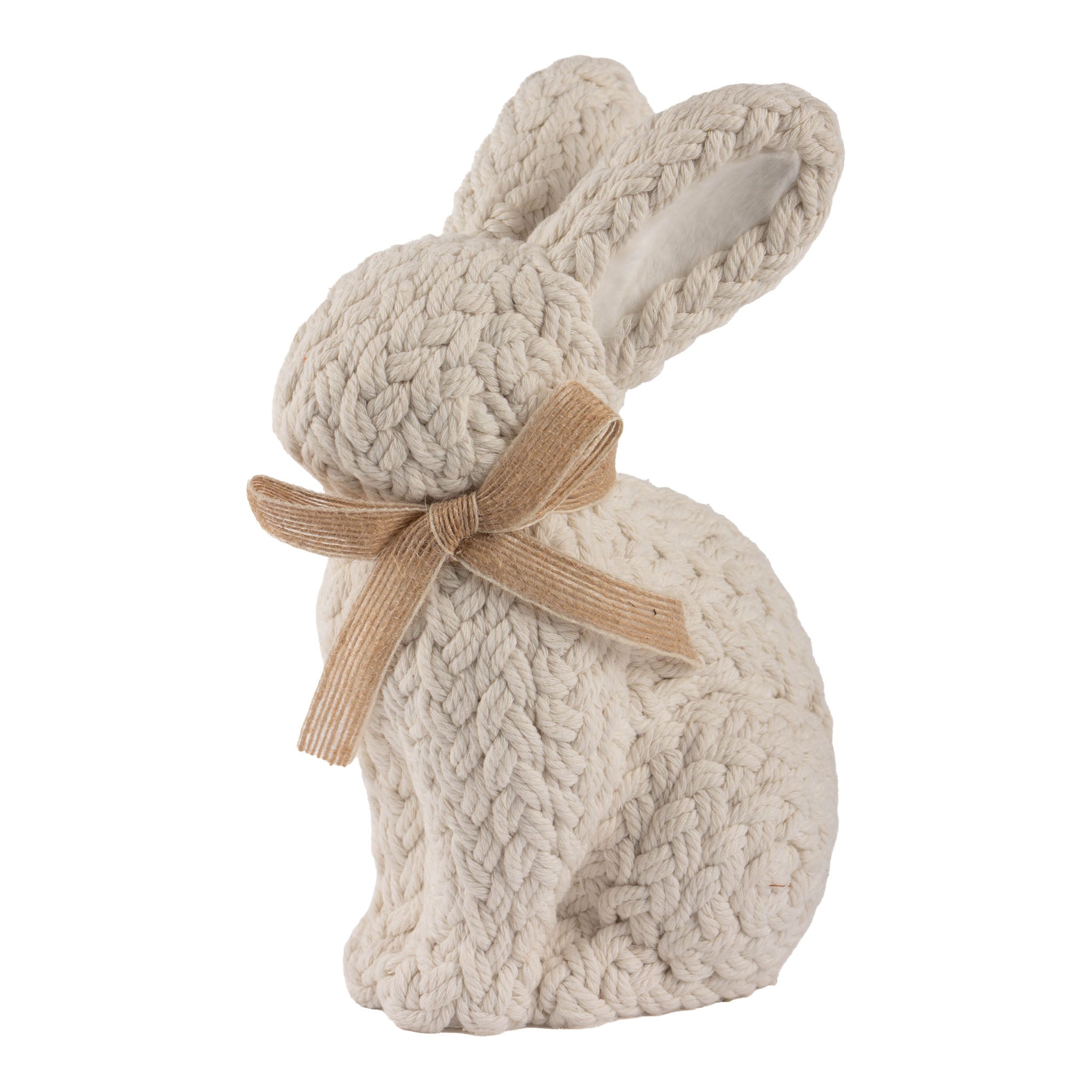 24cm Sitting Knit Look Ivory Bunny - Seasonal Decor