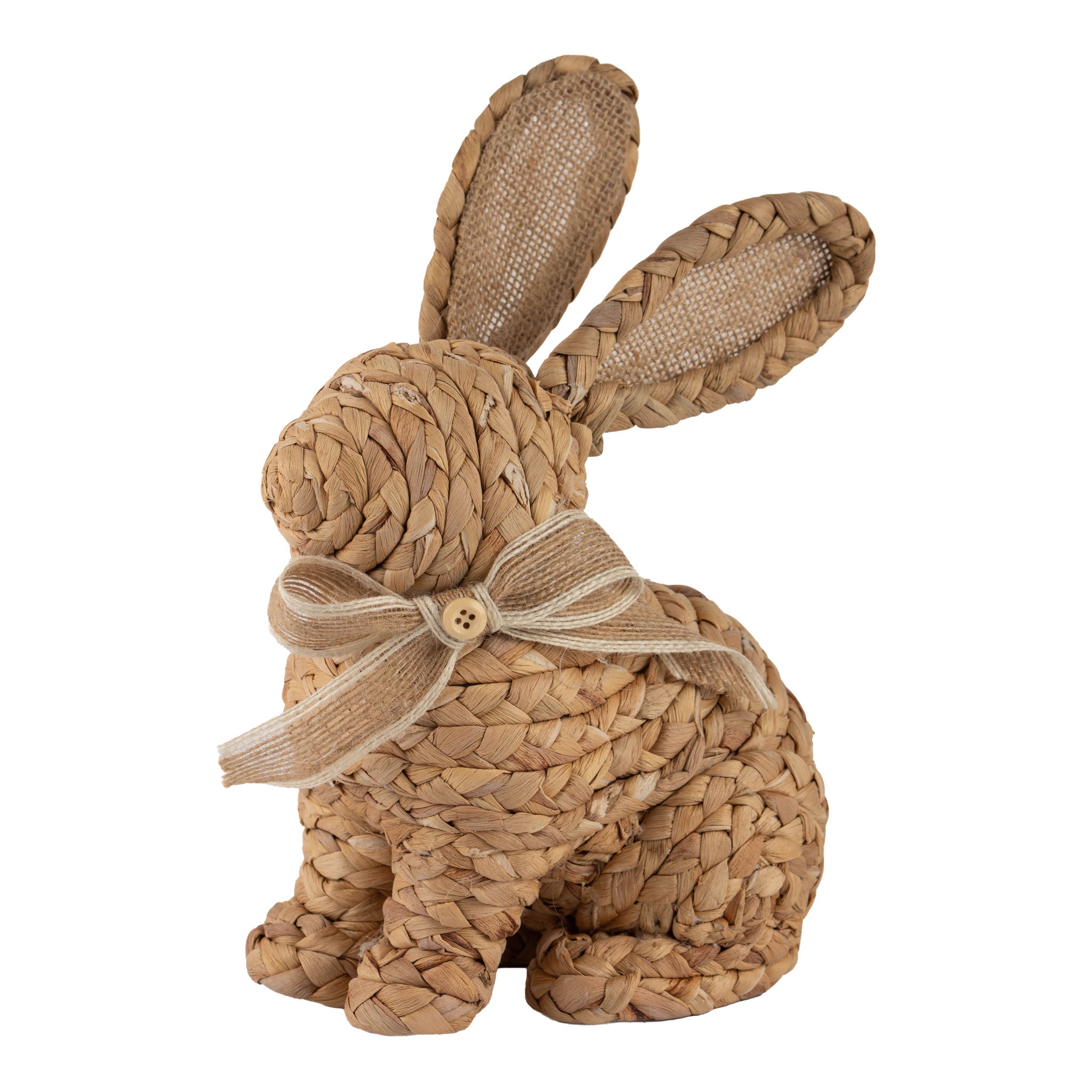 26cm Sitting Woven Look Natural Bunny - Seasonal Decor