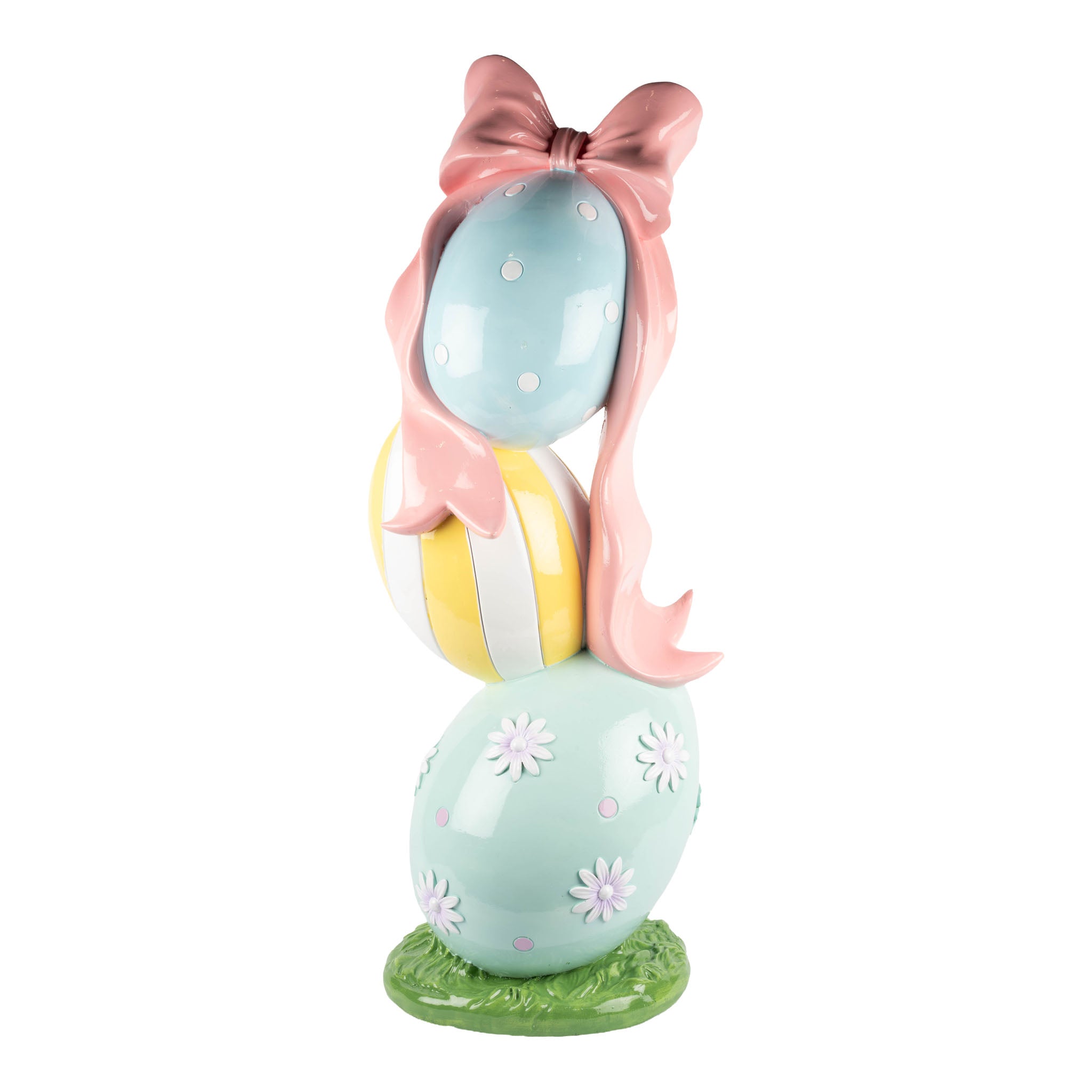 92cm Egg Stack with Bow Pastel - Seasonal Decor
