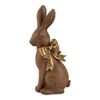 19cm Assorted Natural Sitting Bunny with Gold Bow - Seasonal Decor
