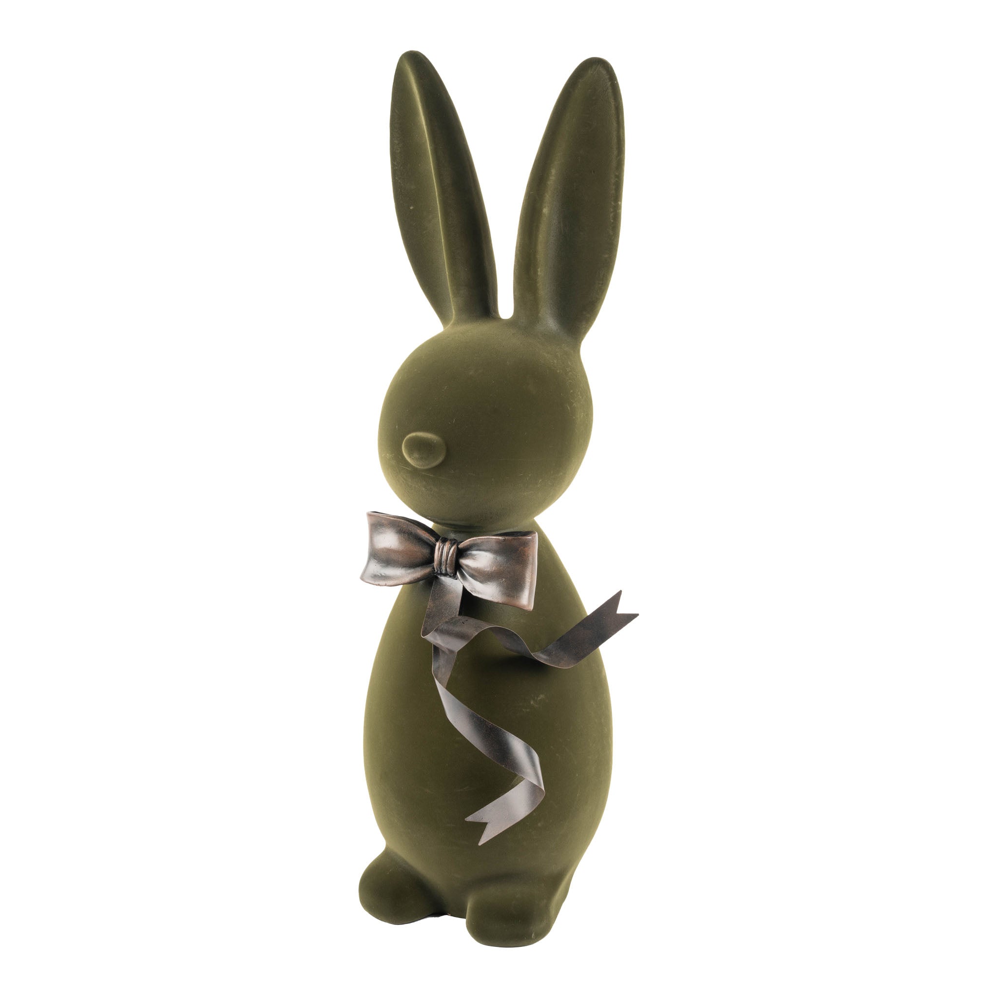 71cm Flocked Bunny Green with Metal Bow - Seasonal Decor