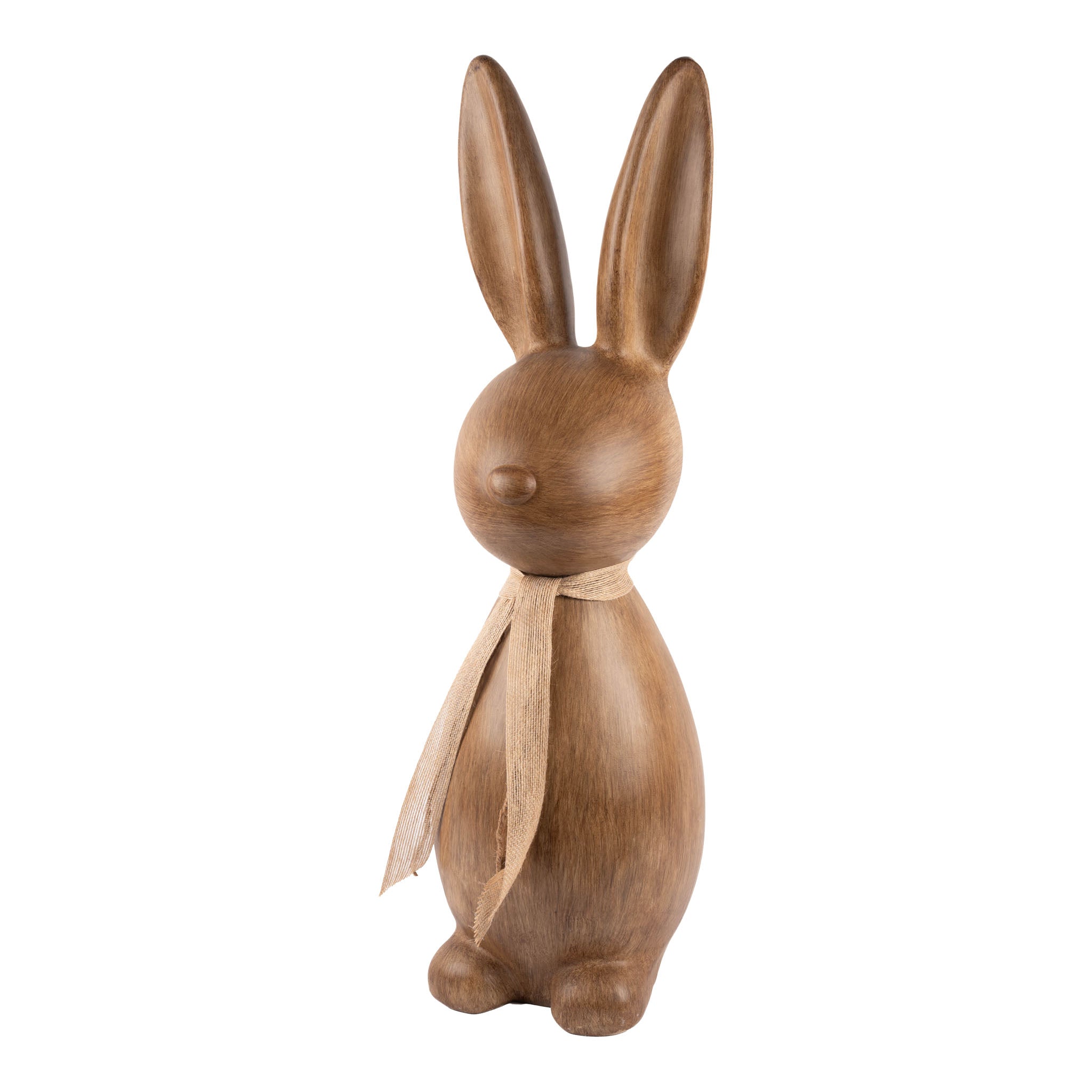 71cm Woodlook Bunny Brown with Metal Bow - Seasonal Decor