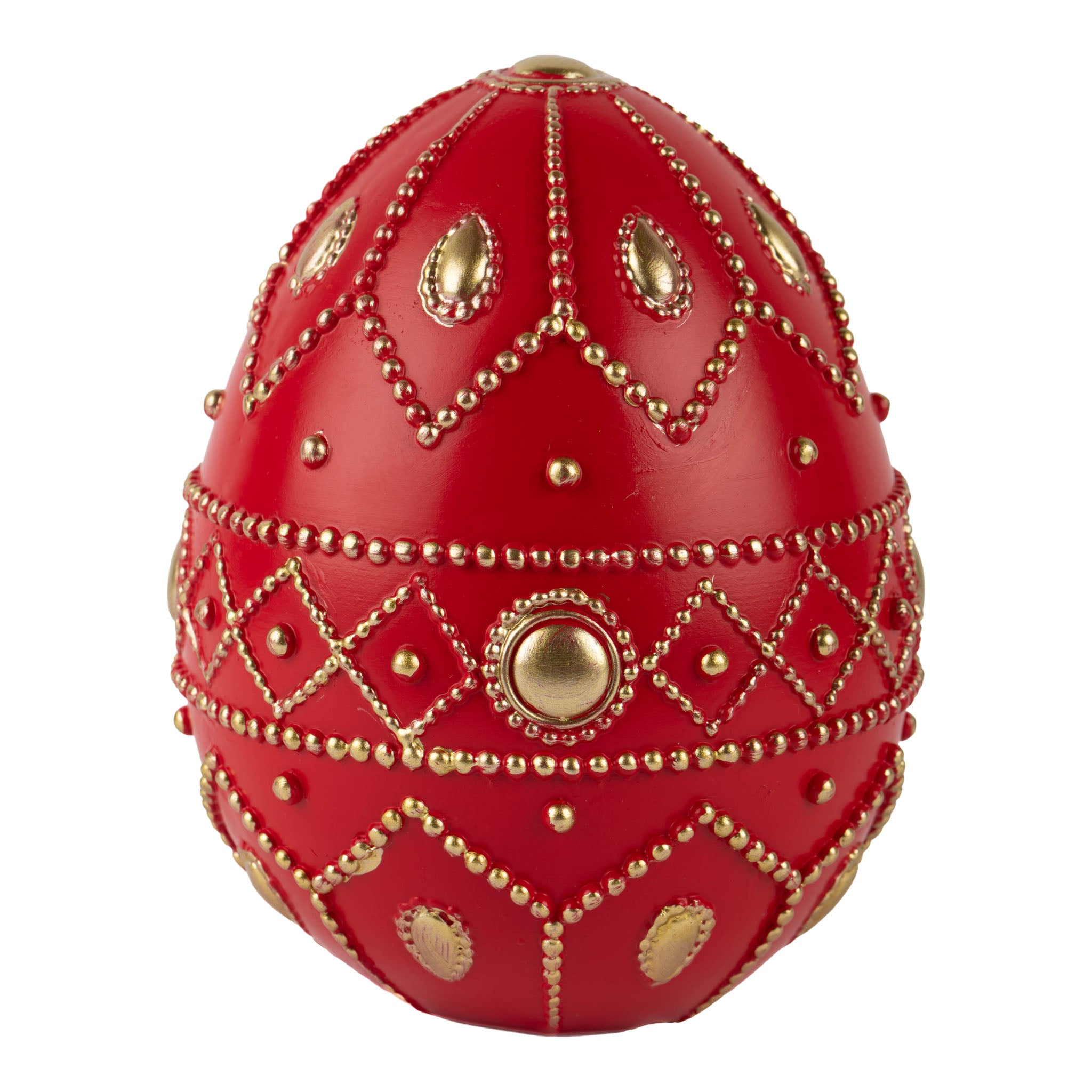 16cm Elegant Red & Gold Egg - Seasonal Decor