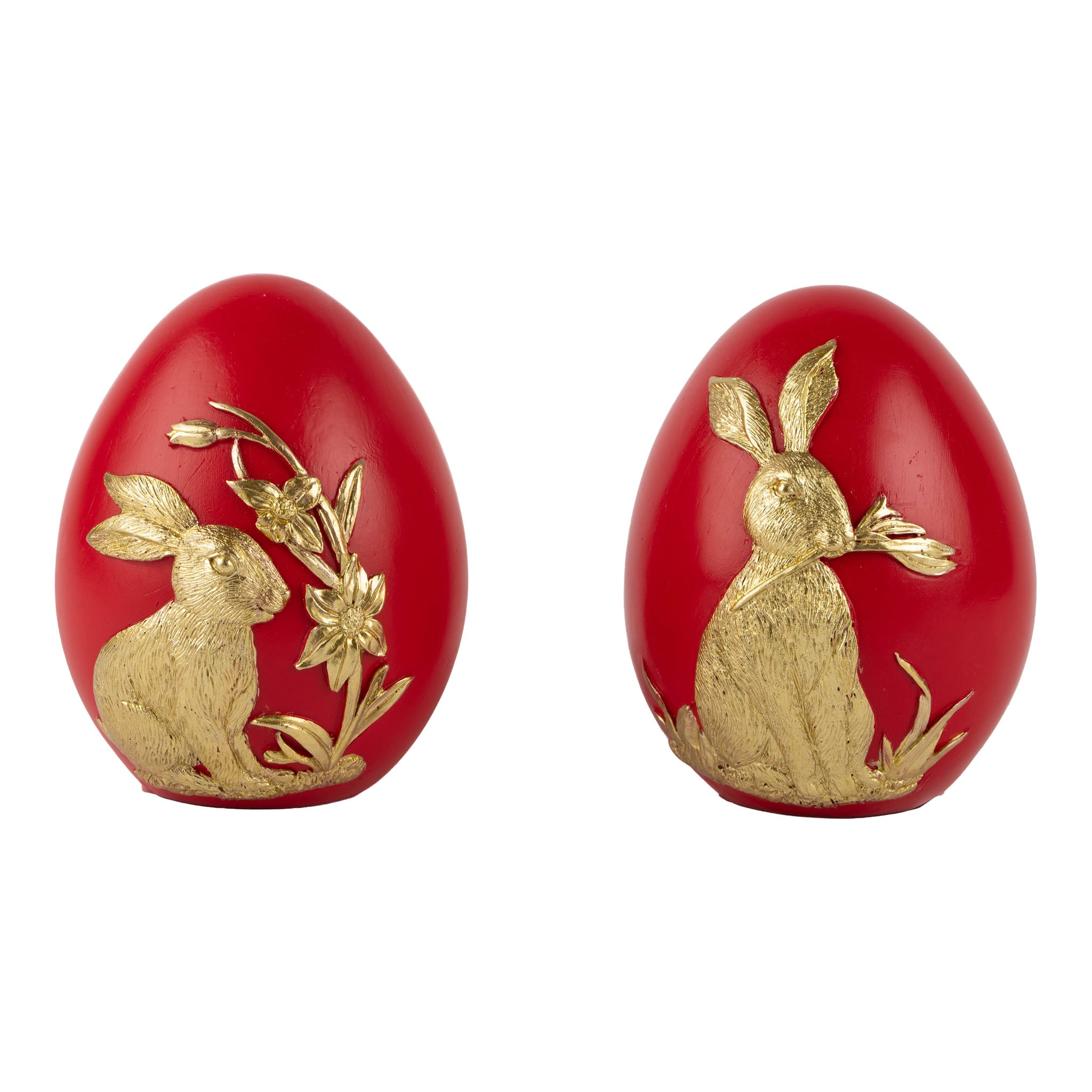 11cm Assorted Red Egg with Gold Bunny - Seasonal Decor