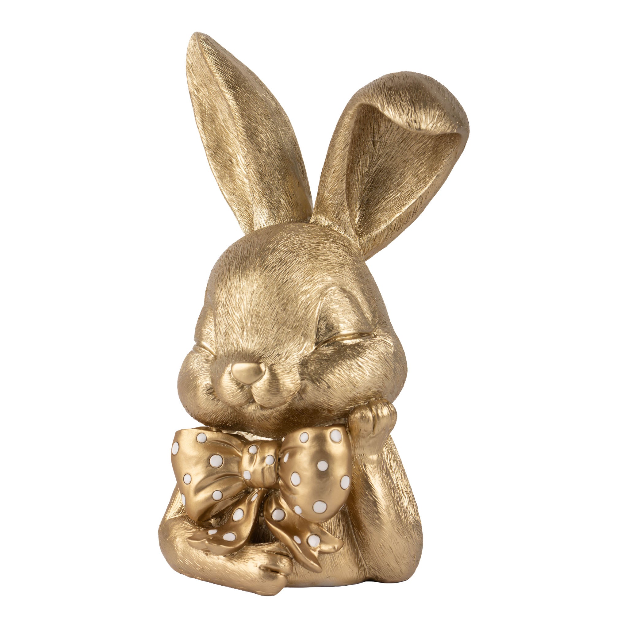 27cm Champagne Bunny Bust with Polka Dot Bow - Seasonal Decor