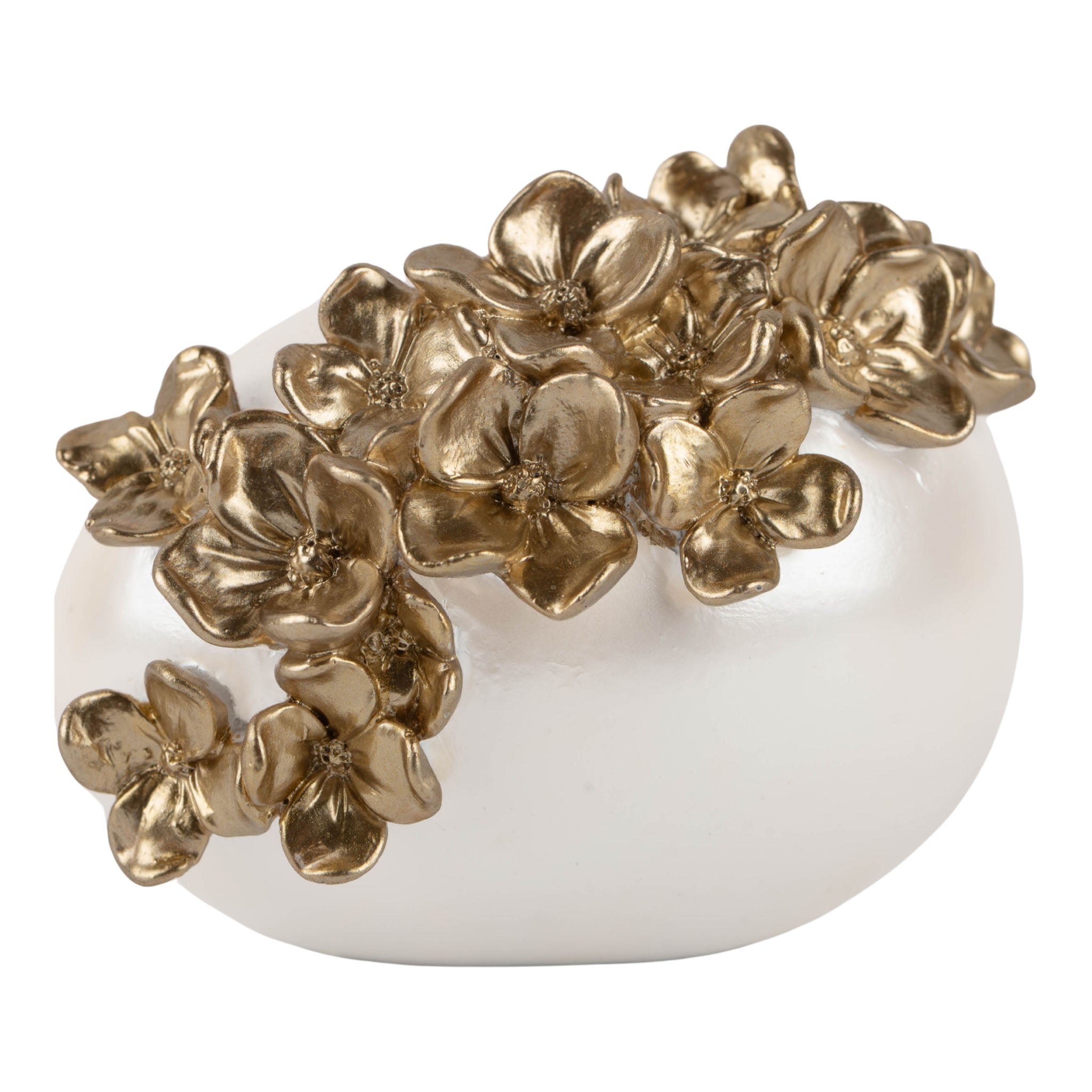 10cm Lying Pearl Egg with Champagne Flowers - Seasonal Decor