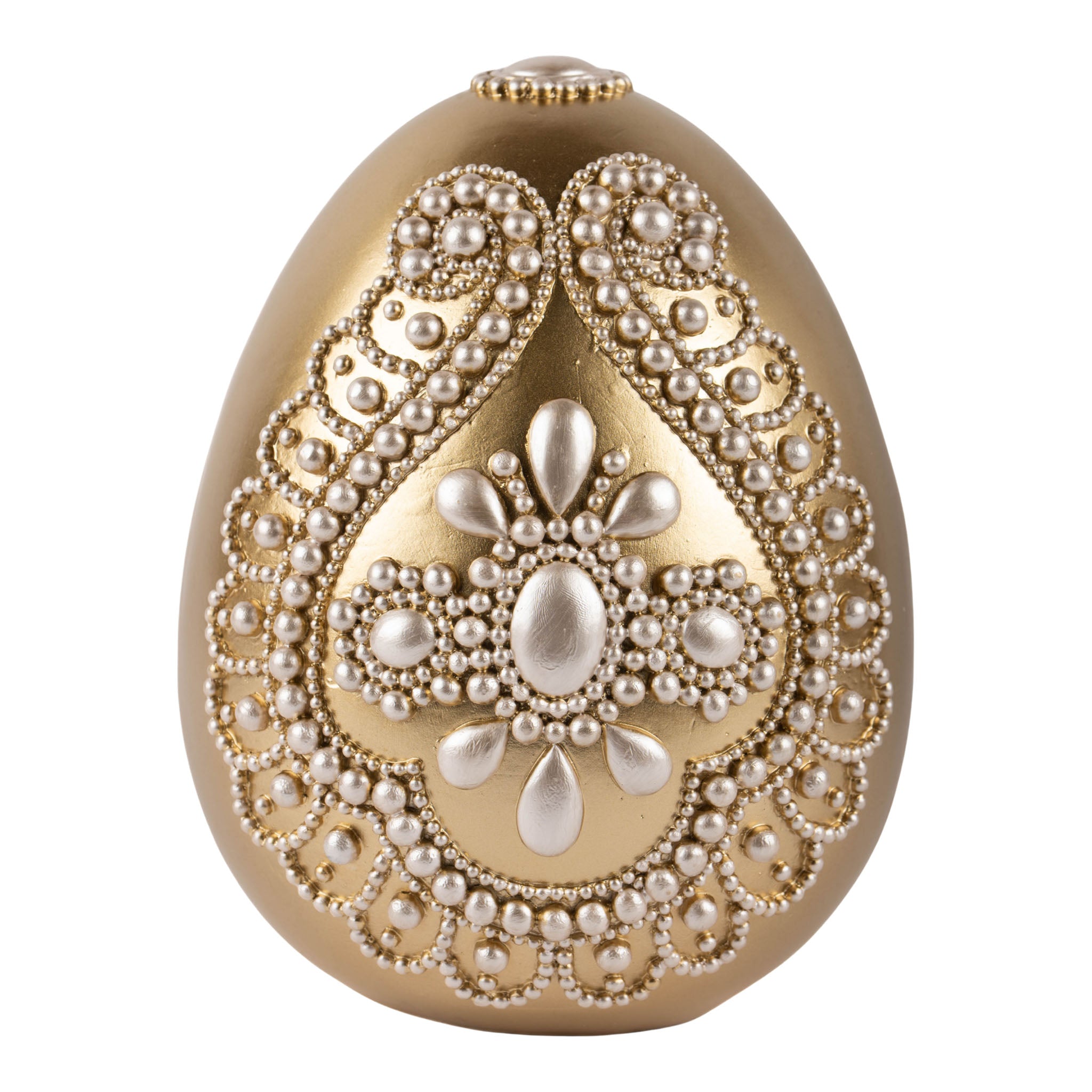 20cm Champagne Egg with Fine Pearl Accents - Seasonal Decor