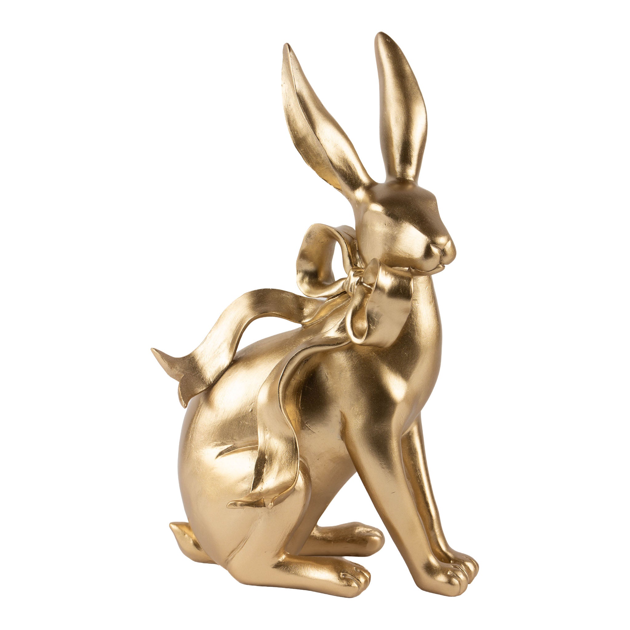 27cm Sitting Champagne Bunny with Bow - Seasonal Decor