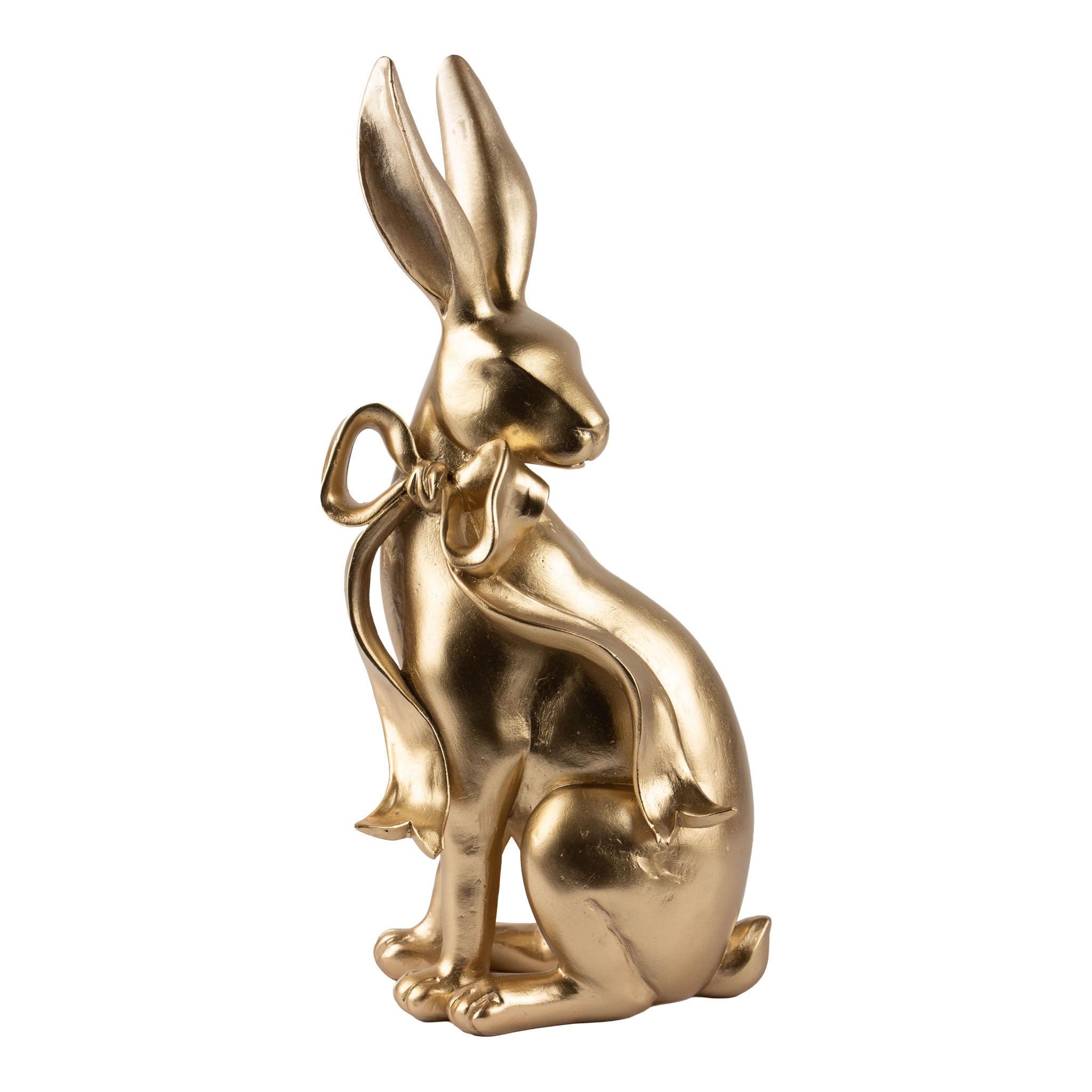 29cm Sitting Champagne Bunny with Bow - Seasonal Decor
