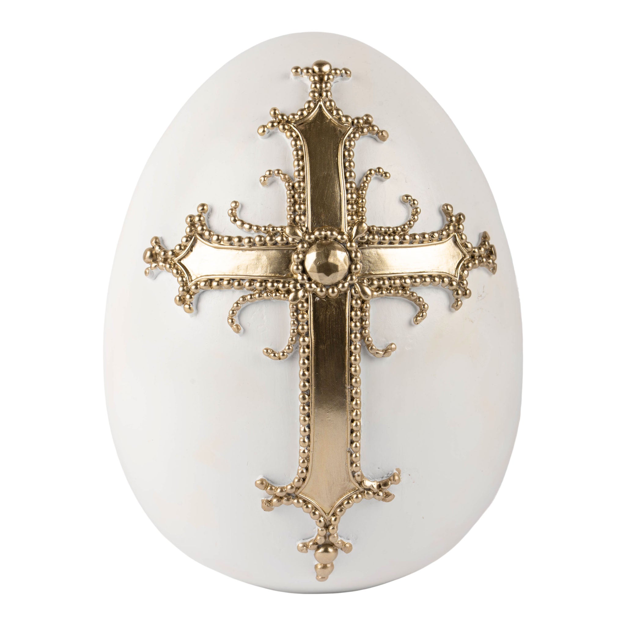 20cm Champagne Cross White Egg - Seasonal Decor