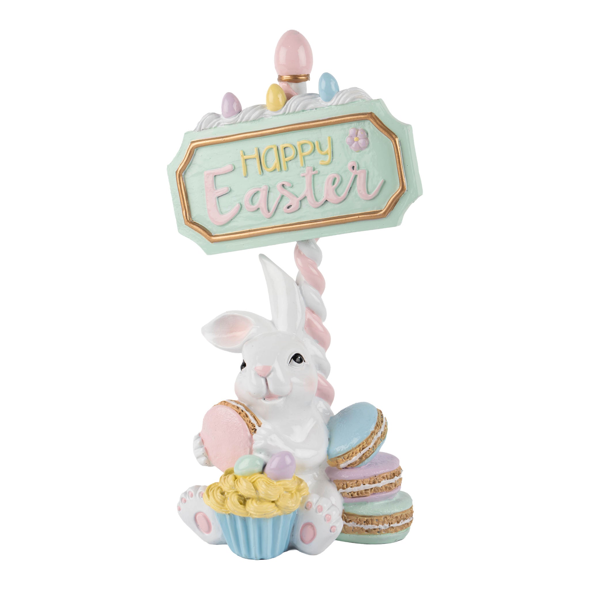26cm Pastel Bunny with Happy Easter Sign - Seasonal Decor