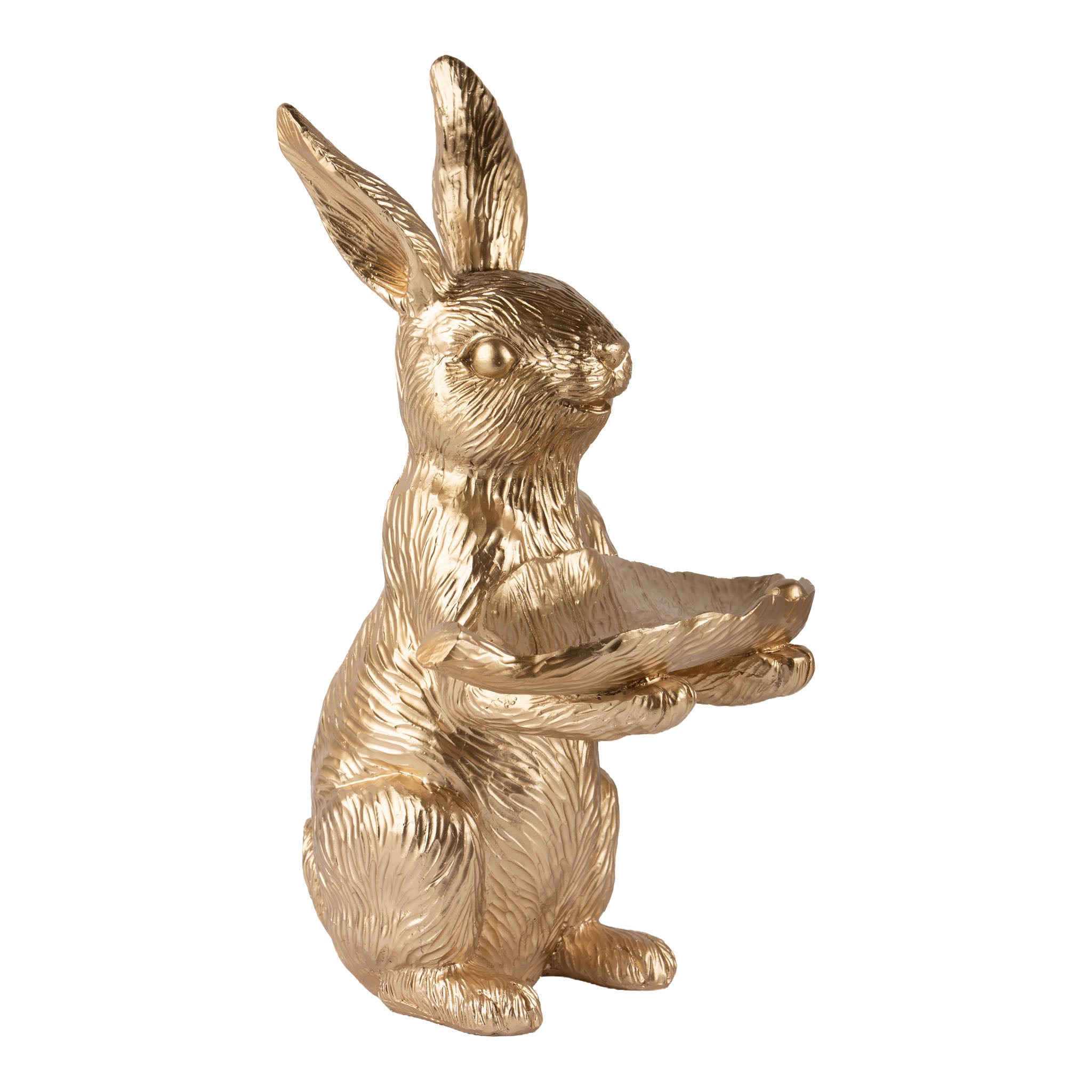 41cm Sitting Champagne Bunny Holding Leaf - Seasonal Decor