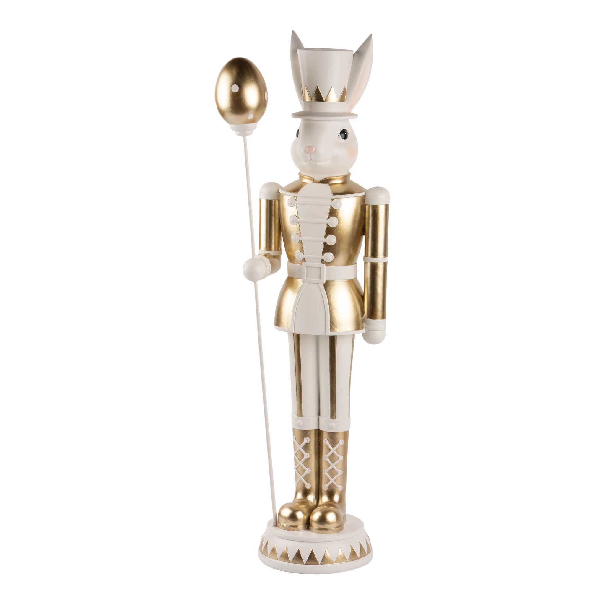 60cm Standing Ivory and Champagne Soldier Bunny - Seasonal Decor