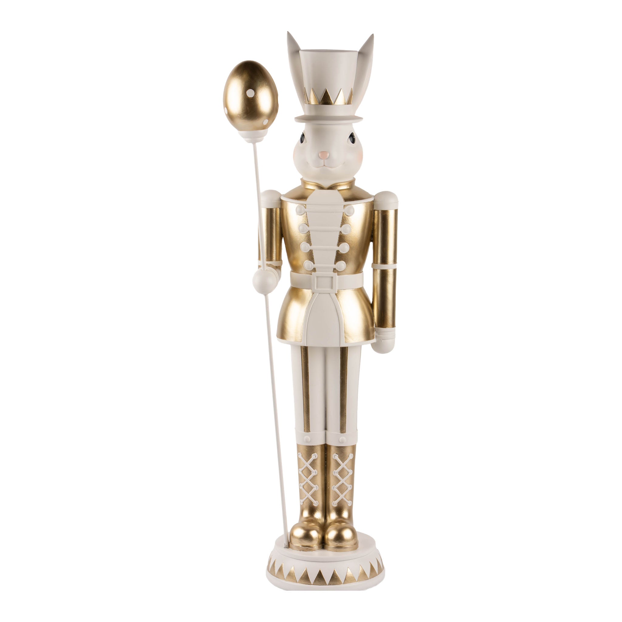 60cm Standing Ivory and Champagne Soldier Bunny - Seasonal Decor