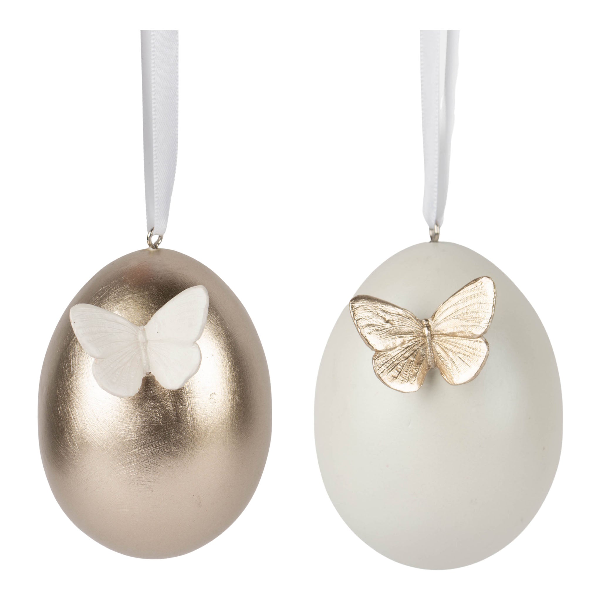 7cm Champagne and Ivory Foil Butterfly Egg - Seasonal Decor
