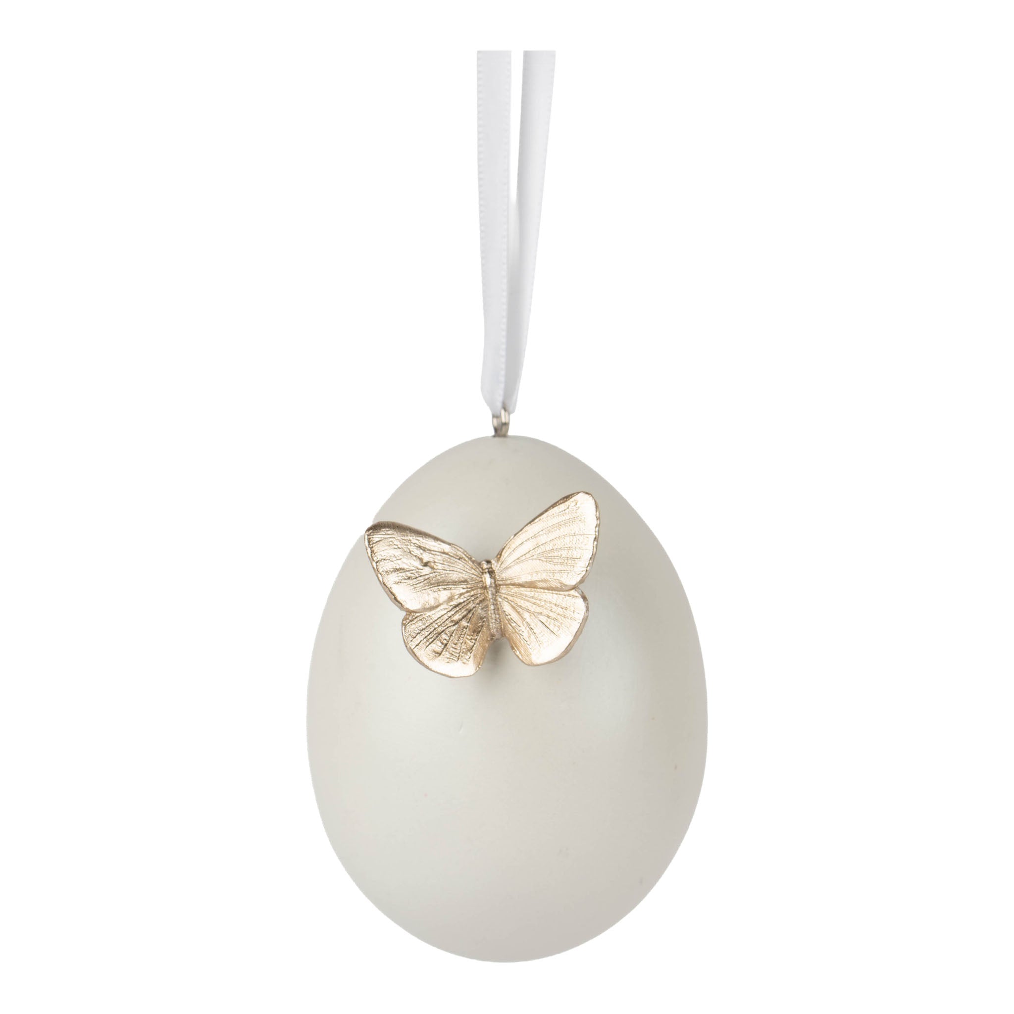 7cm Champagne and Ivory Foil Butterfly Egg - Seasonal Decor