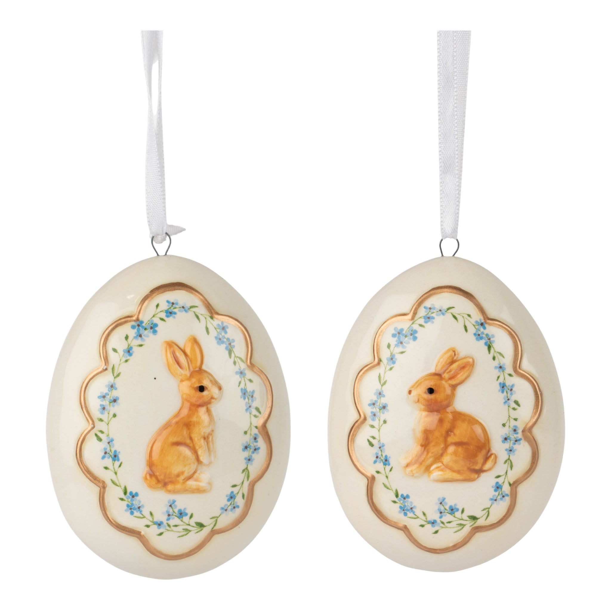 9cm Assorted Floral Bunny Hanging Eggs - Seasonal Decor