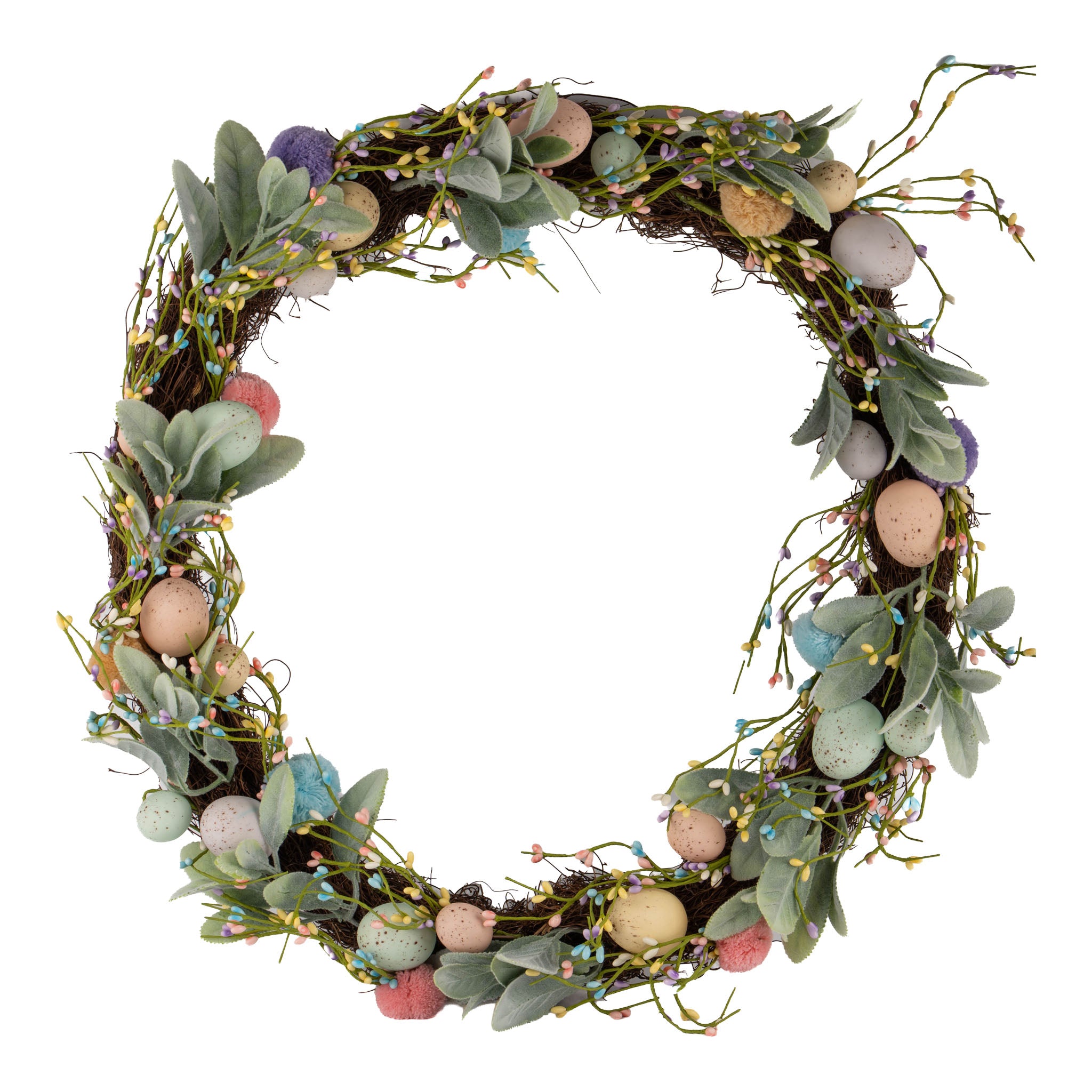 55cm Pastel Egg Hanging Wreath - Seasonal Decor
