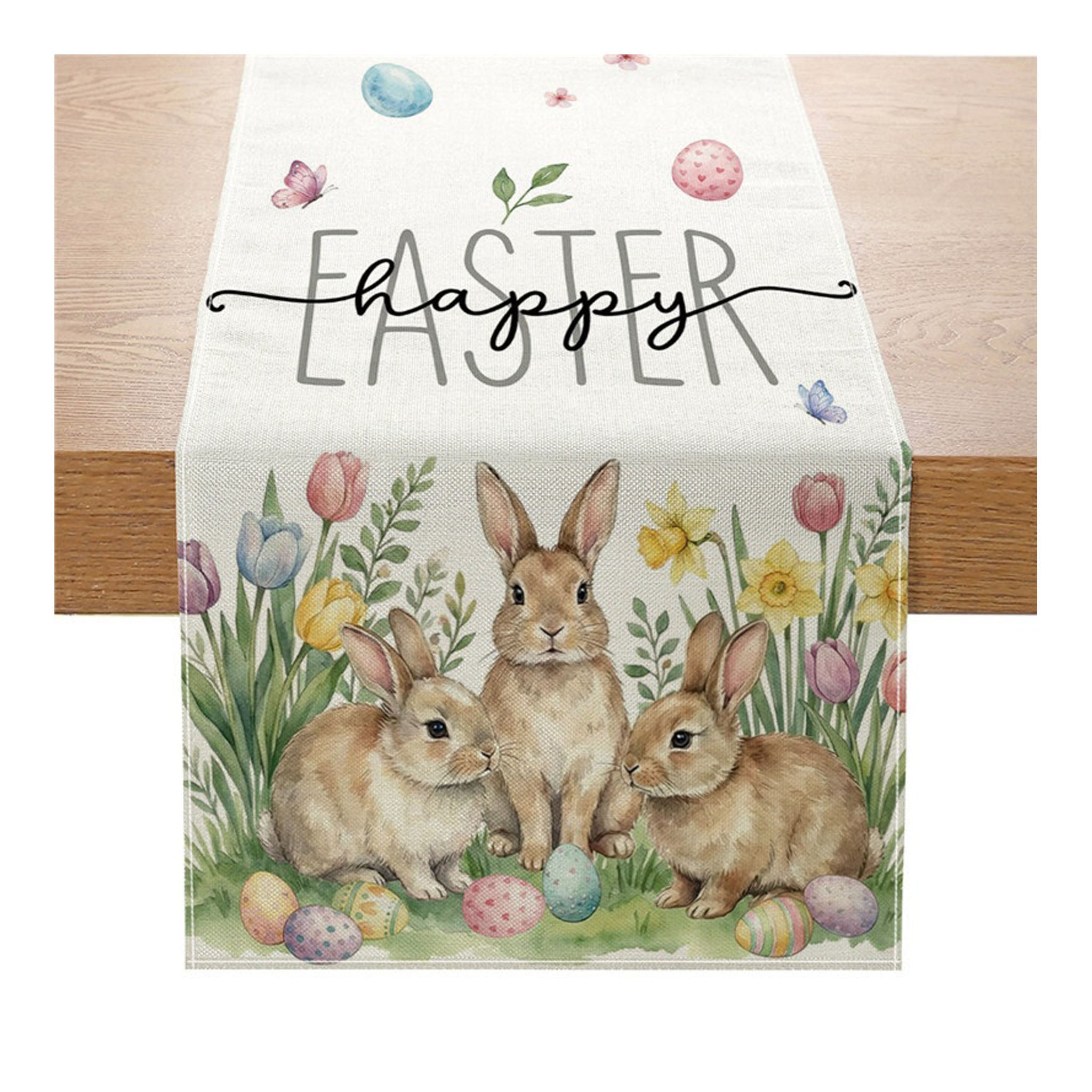 Happy Easter Floral Pastel Table Runner - Seasonal Decor