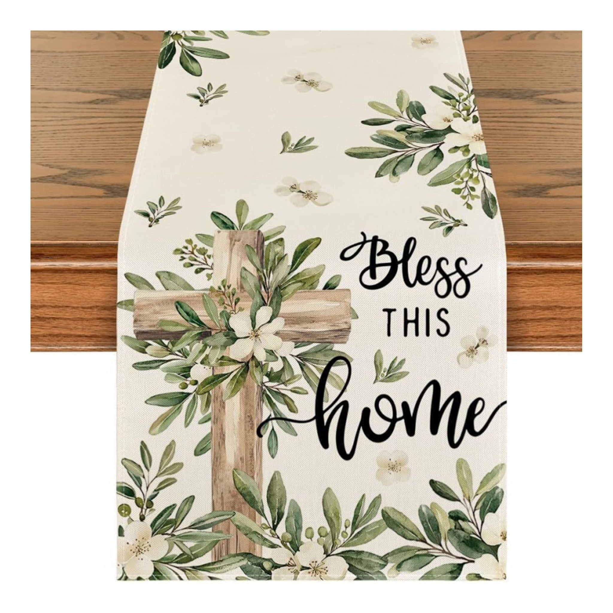 He is Risen Cross Natural Table Runner - Seasonal Decor