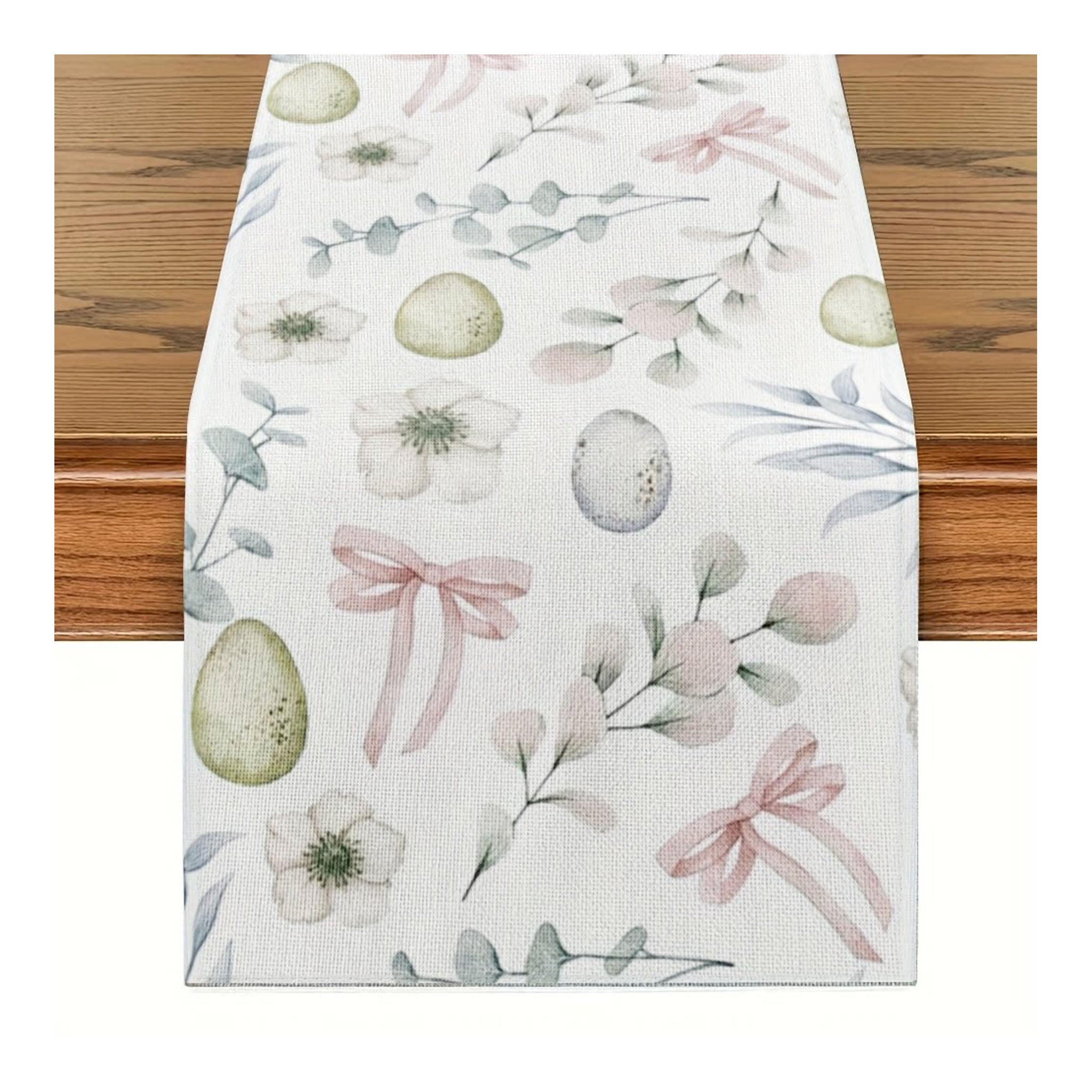 Bow Egg Floral Pale Pink Table Runner - Seasonal Decor