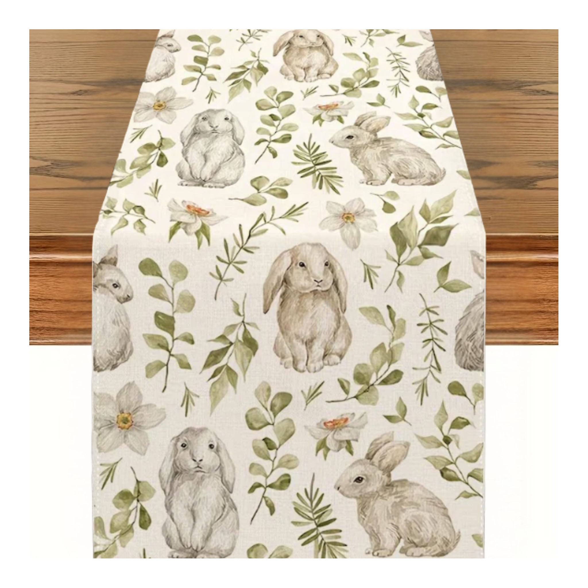 Field of Bunnies Natural Table Runner - Seasonal Decor