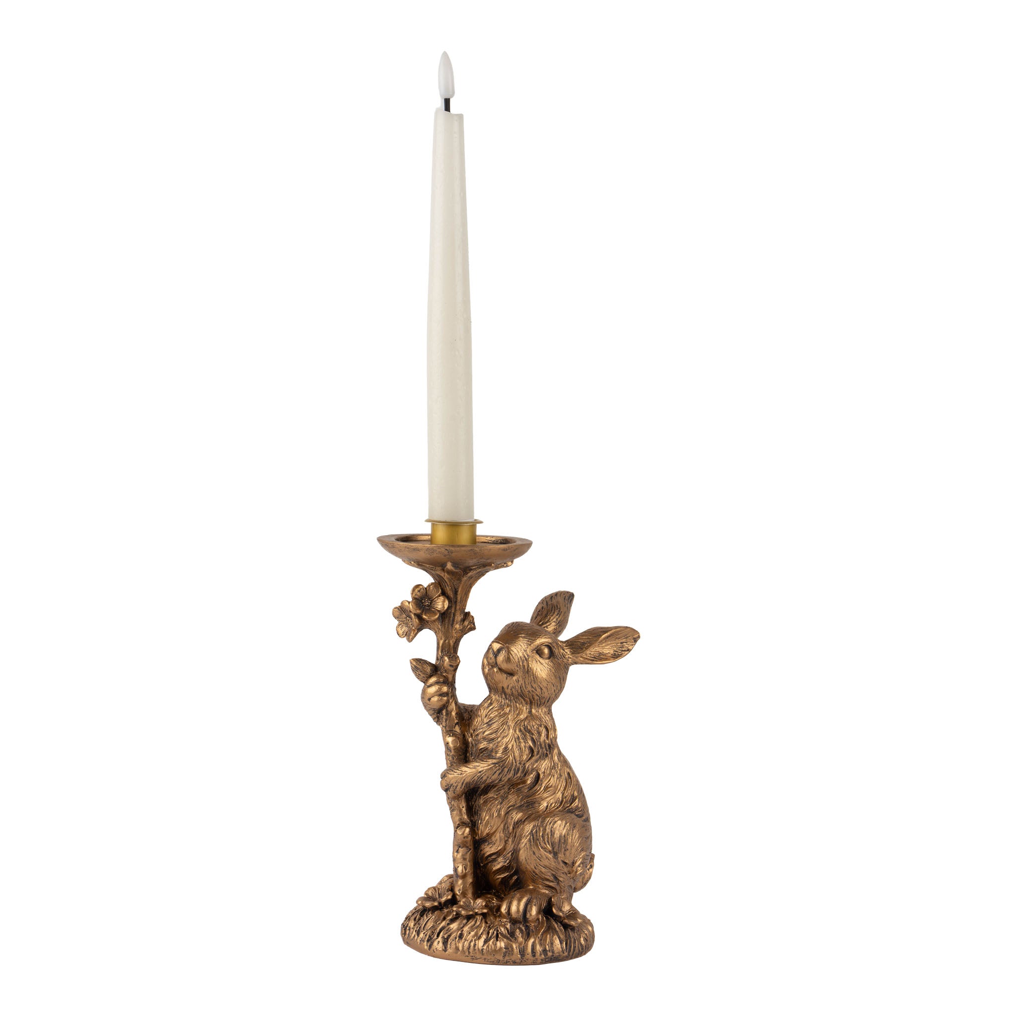 21cm Vintage Bronze Bunny Candlestick - Seasonal Decor
