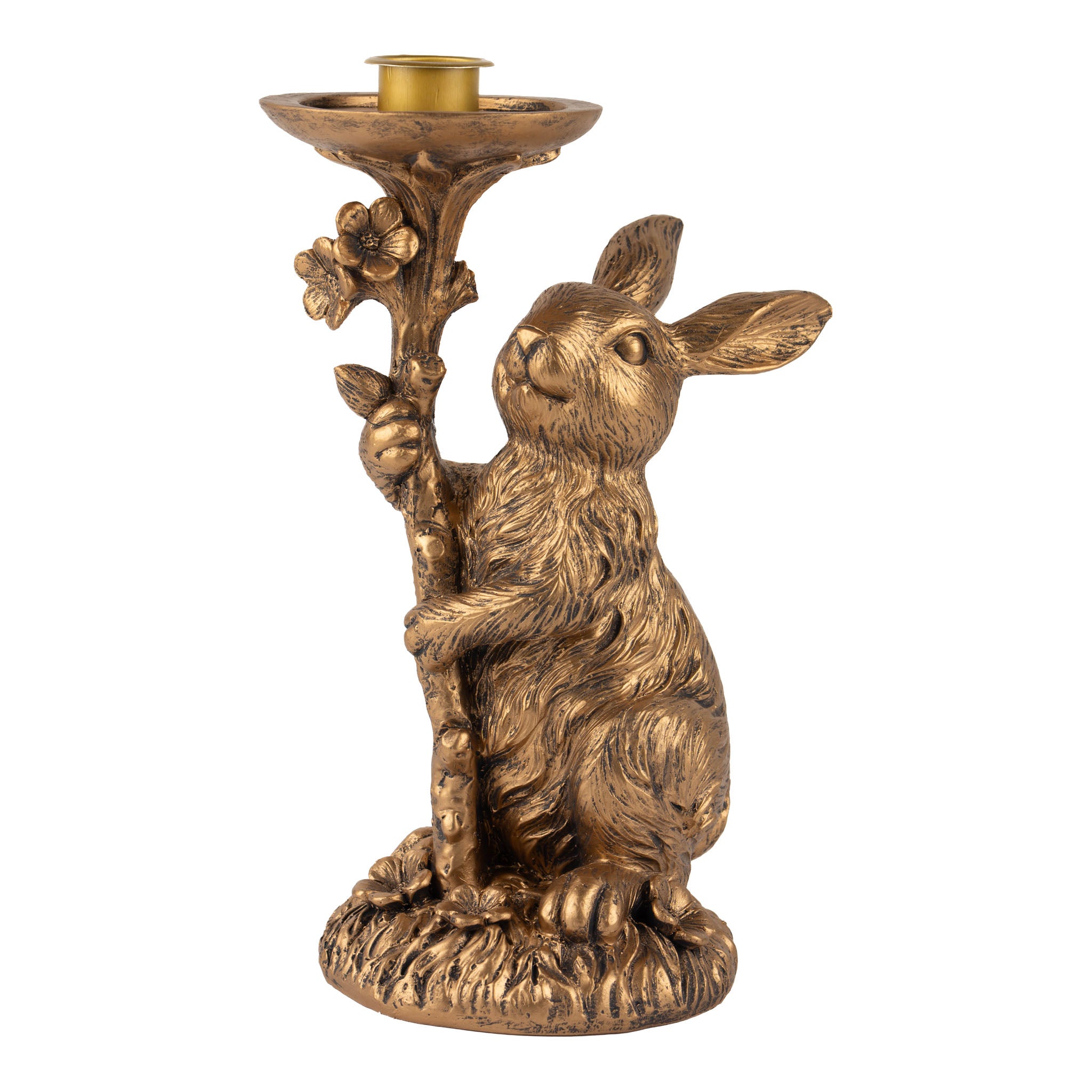 21cm Vintage Bronze Bunny Candlestick - Seasonal Decor