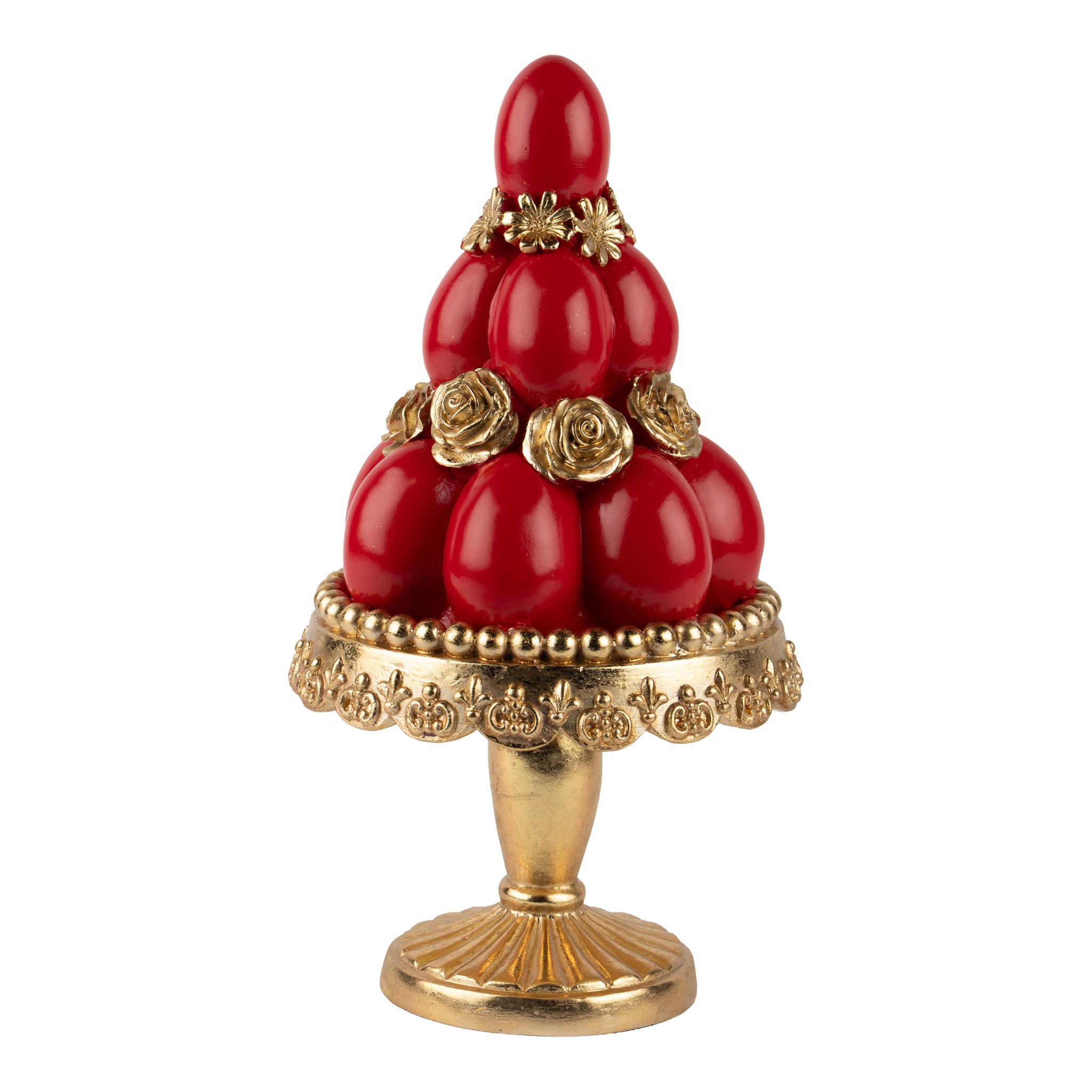 26.7cm Luxe Red and Gold Easter Egg Tree Cake - Seasonal Decor