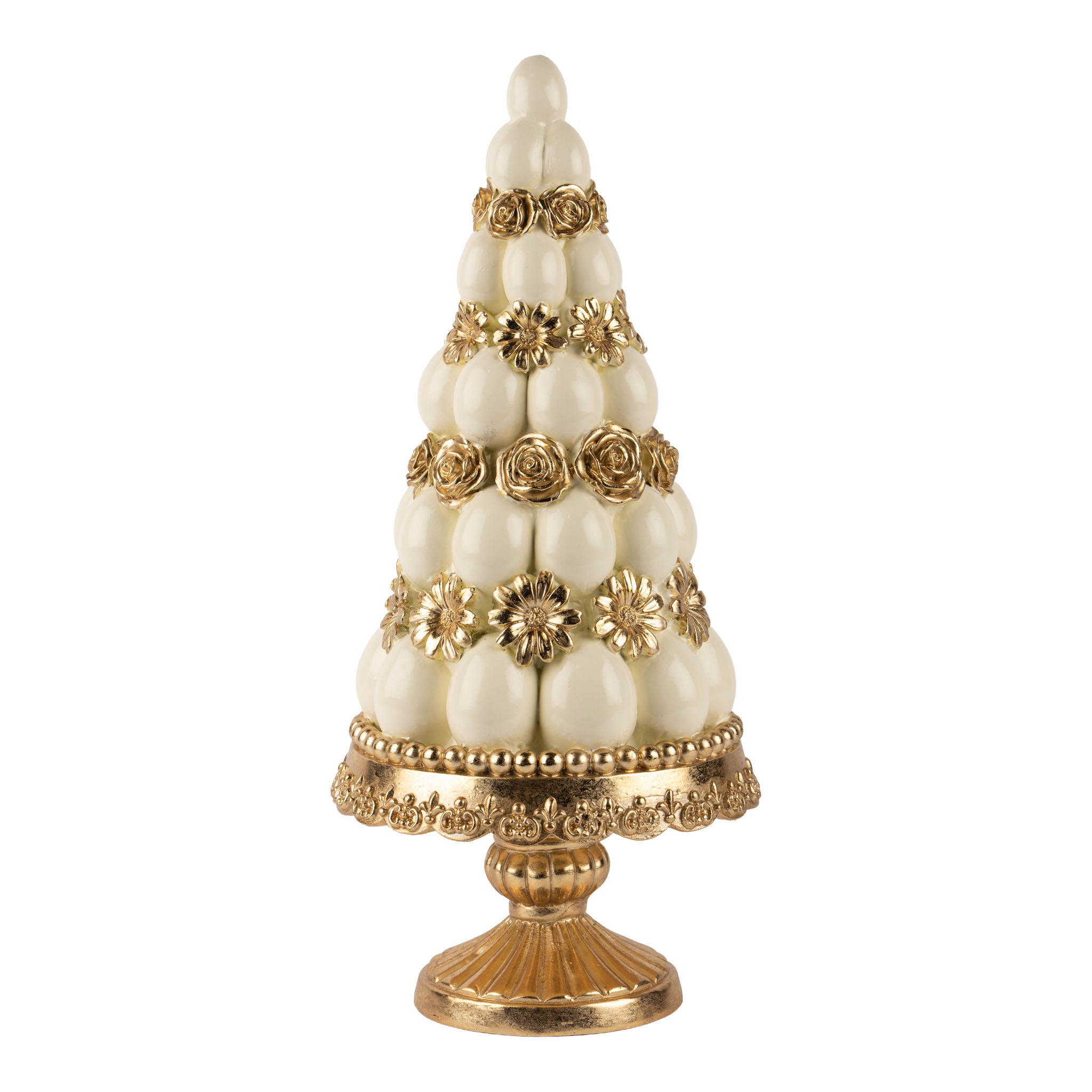 36cm Luxe Ivory and Gold Easter Egg Tree Cake - Seasonal Decor