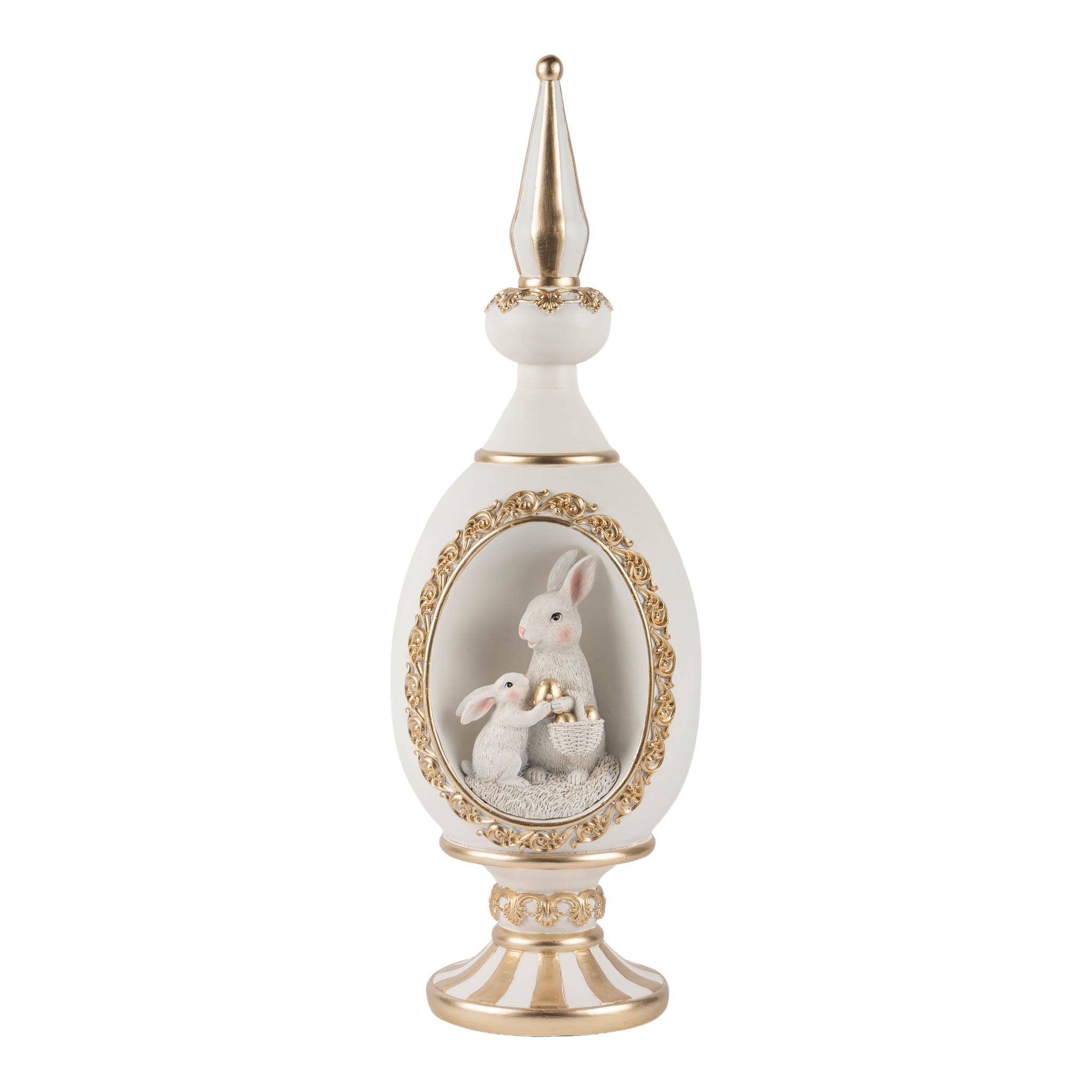 41cm Led lit Ivory and Gold Bunny Finial - Seasonal Decor