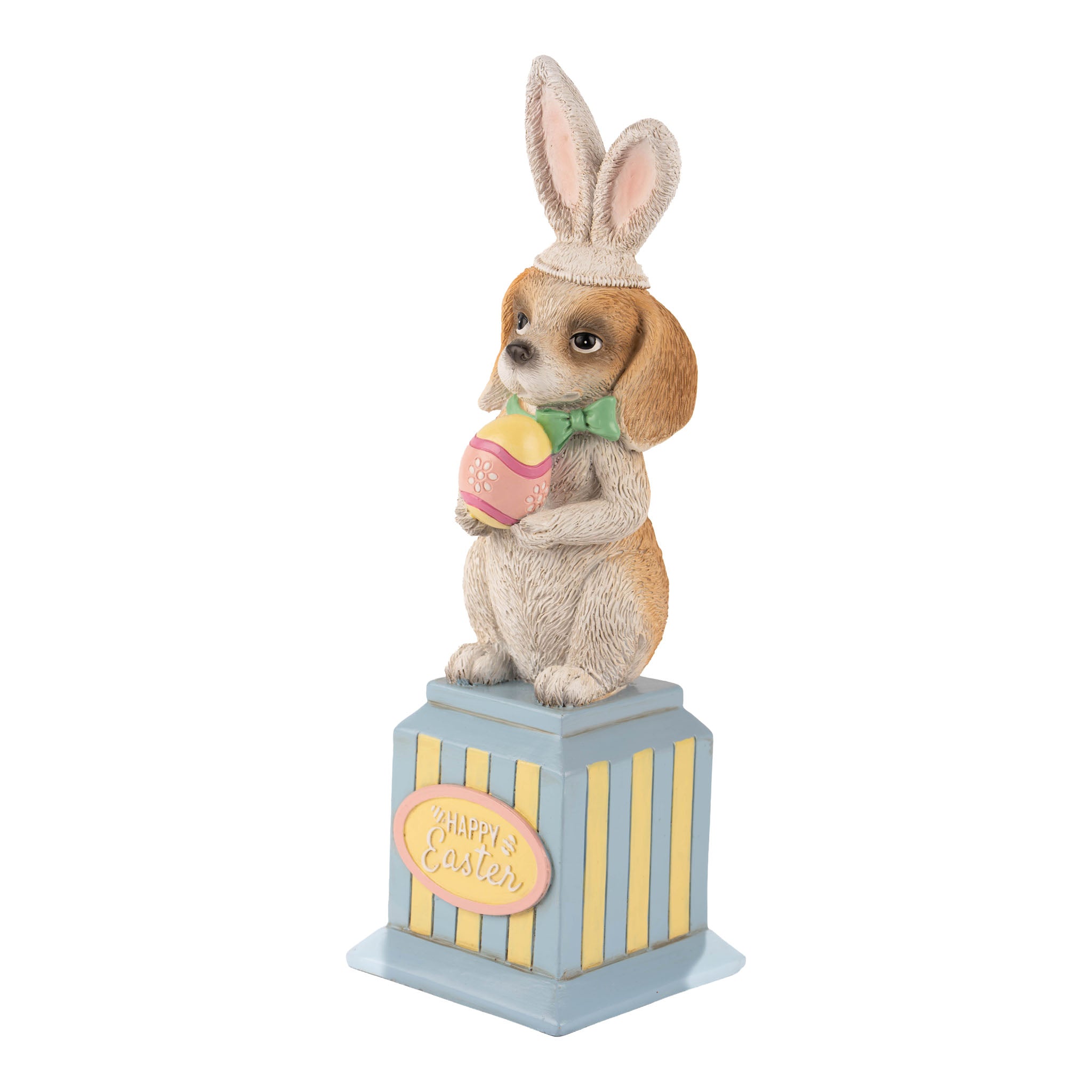 27cm Pastel Puppy holding Egg Pedestal - Seasonal Decor