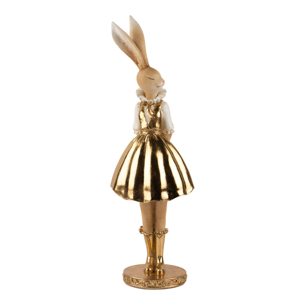 36cm Luxe Gold Standing Bunny Lady - Seasonal Decor