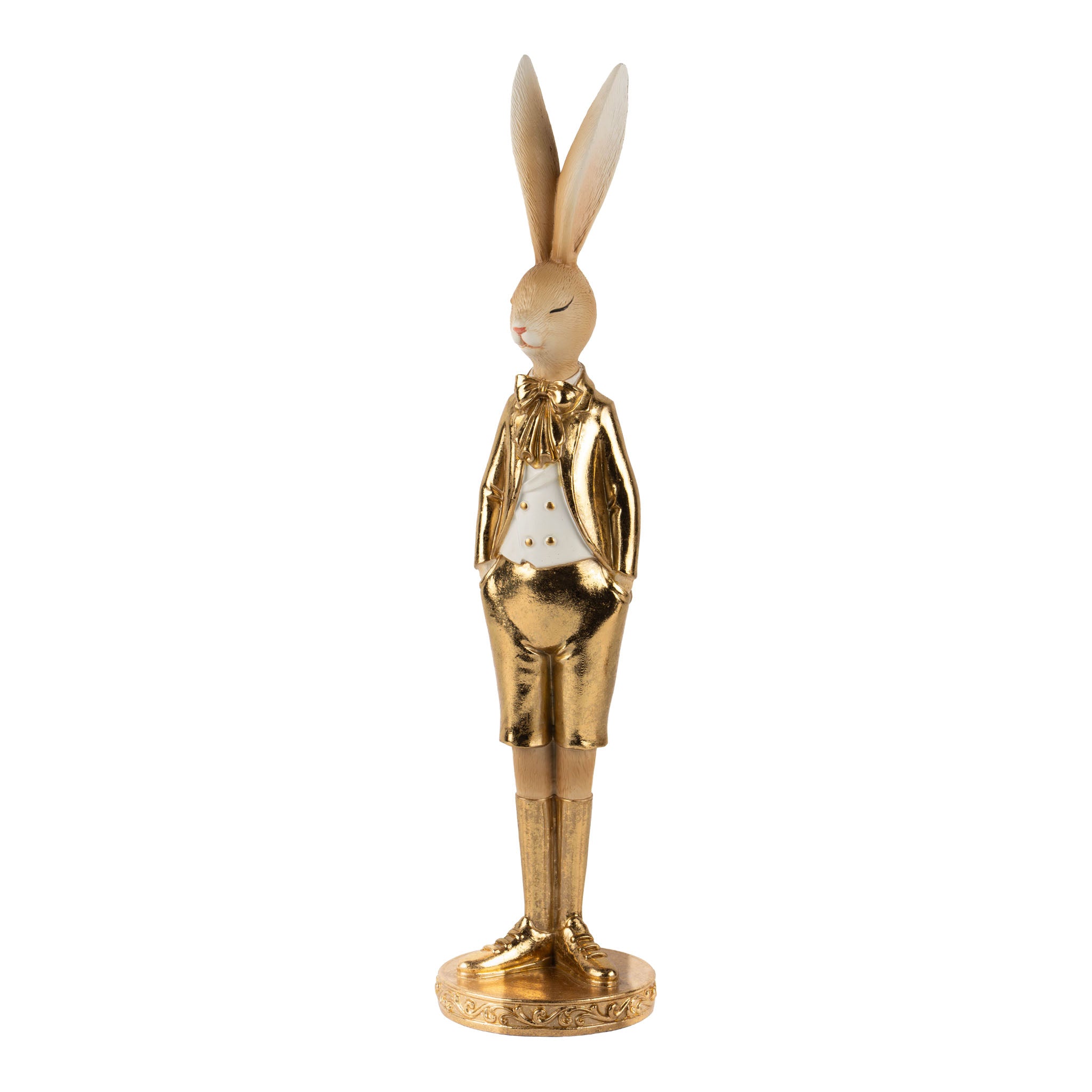 37cm Luxe Gold Standing Bunny Gentleman - Seasonal Decor