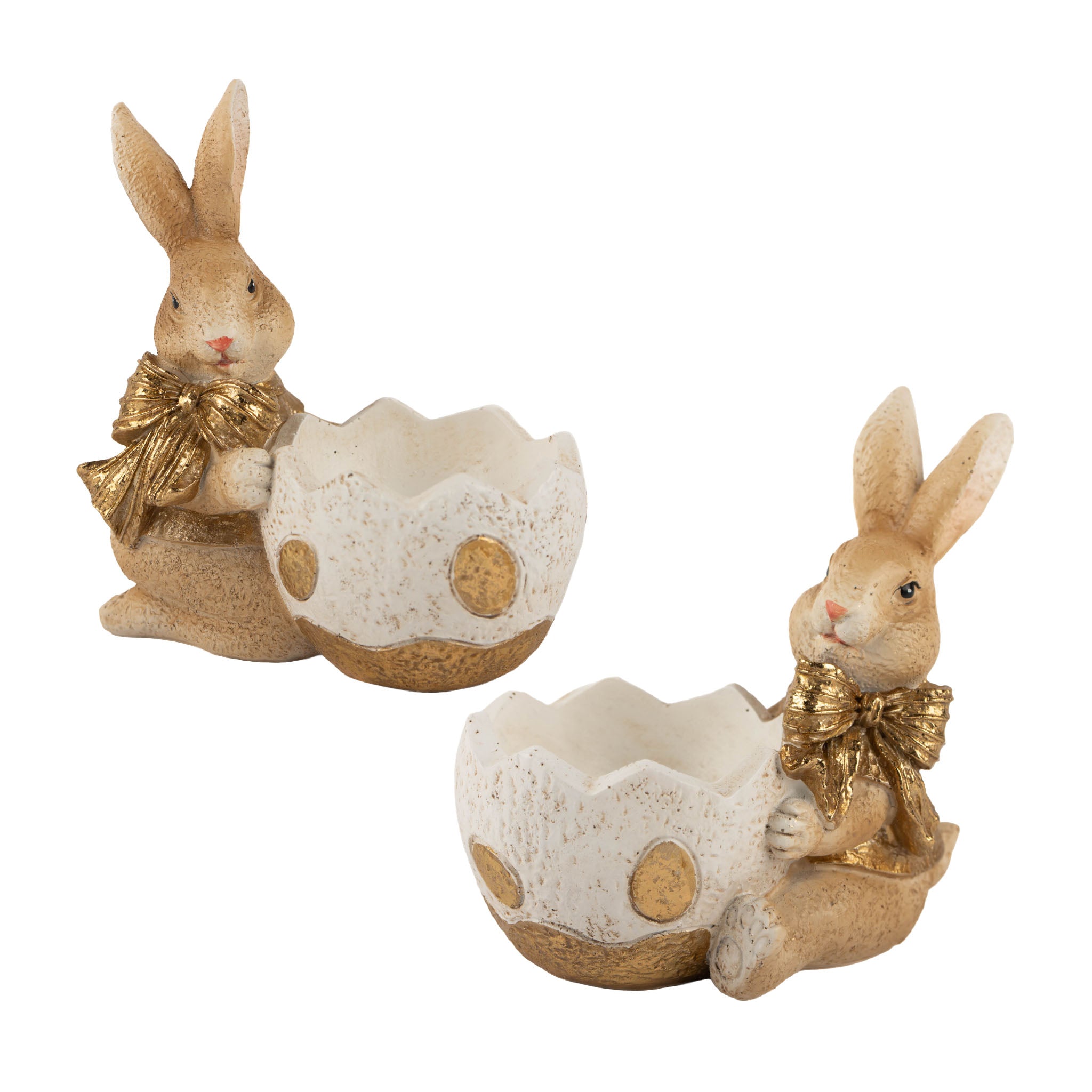 10cm Assorted Egg-a-Dots Ivory and Gold Egg Holders - Seasonal Decor