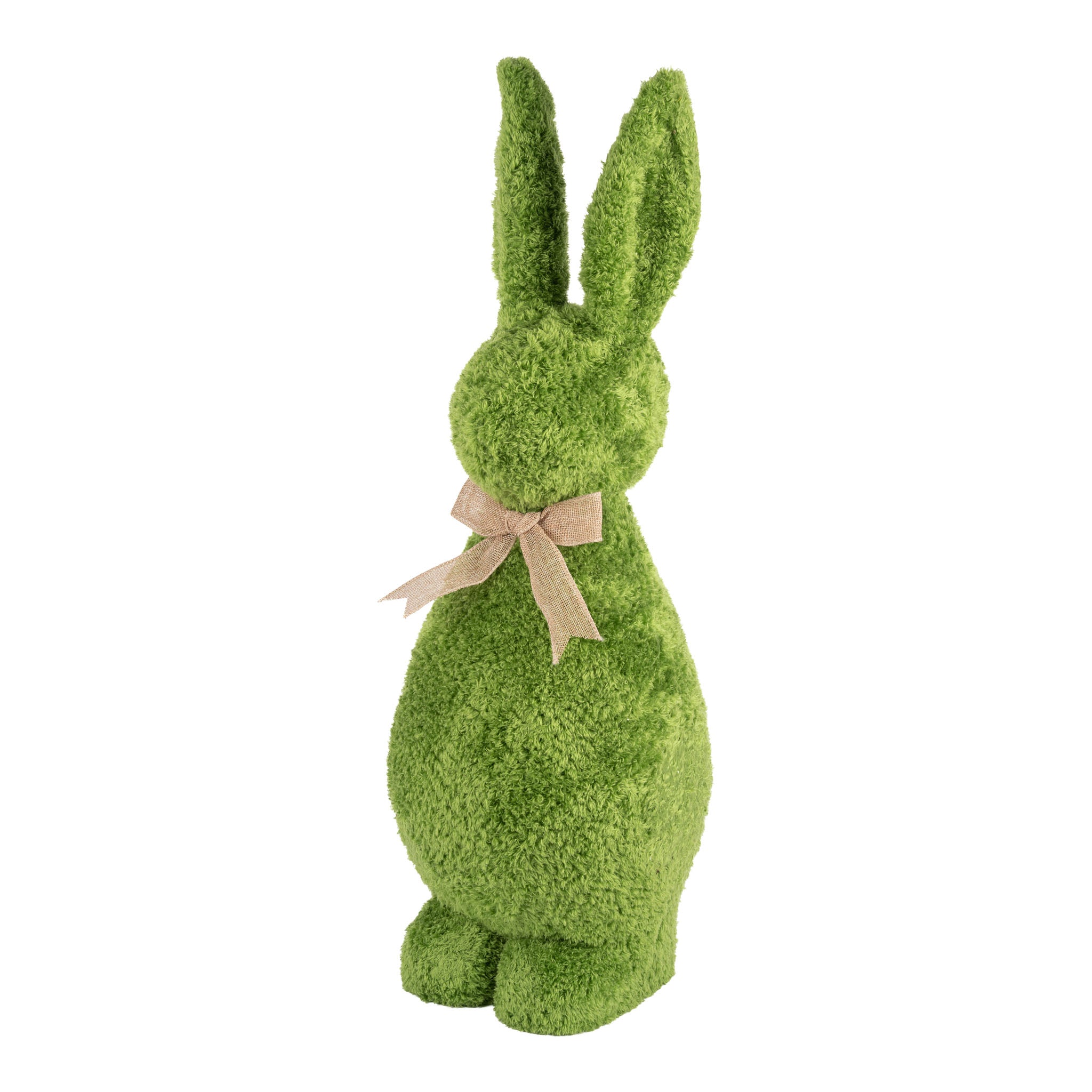 75cm Natural Green Flocked Standing Bunny - Seasonal Decor
