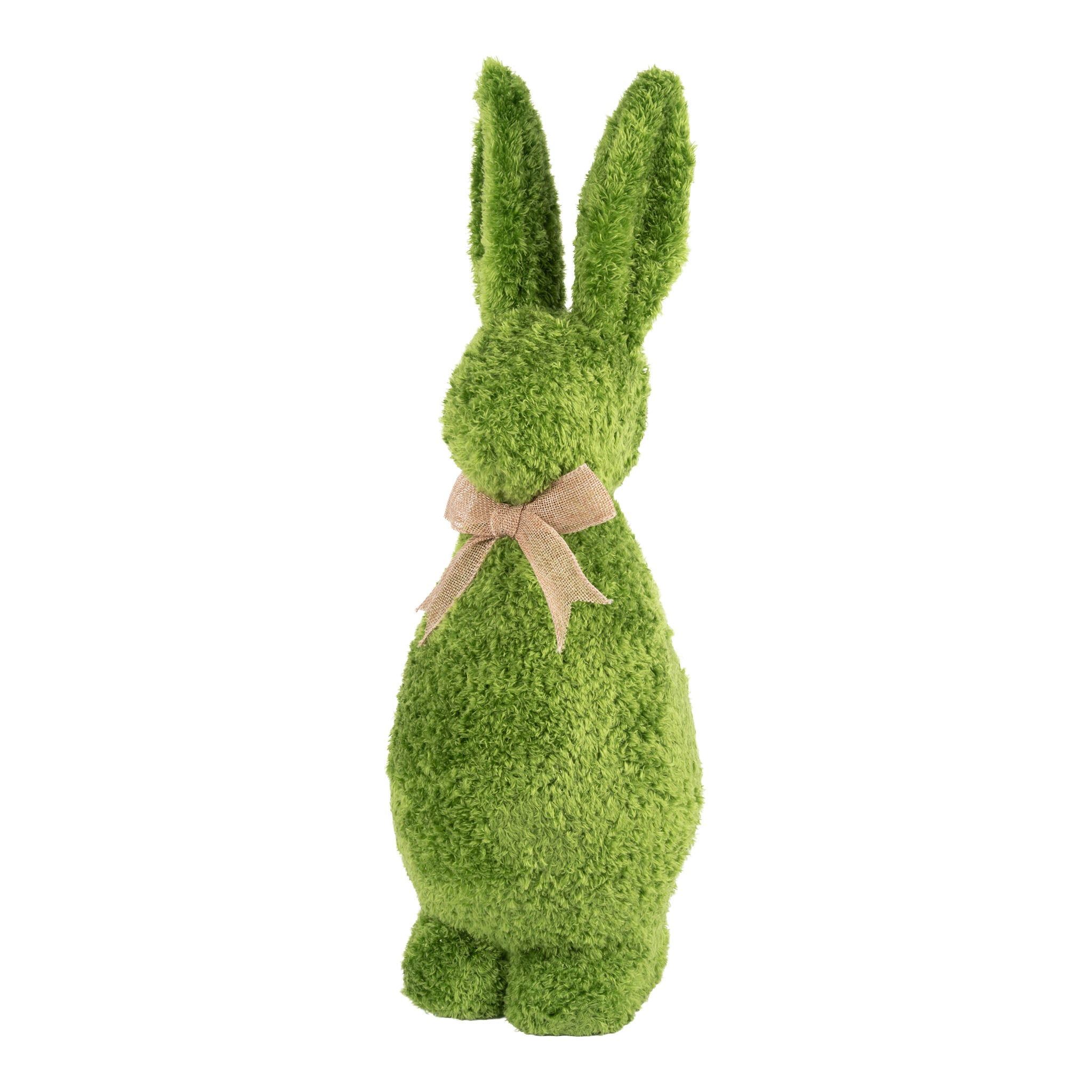 58cm Natural Green Flocked Standing Bunny - Seasonal Decor