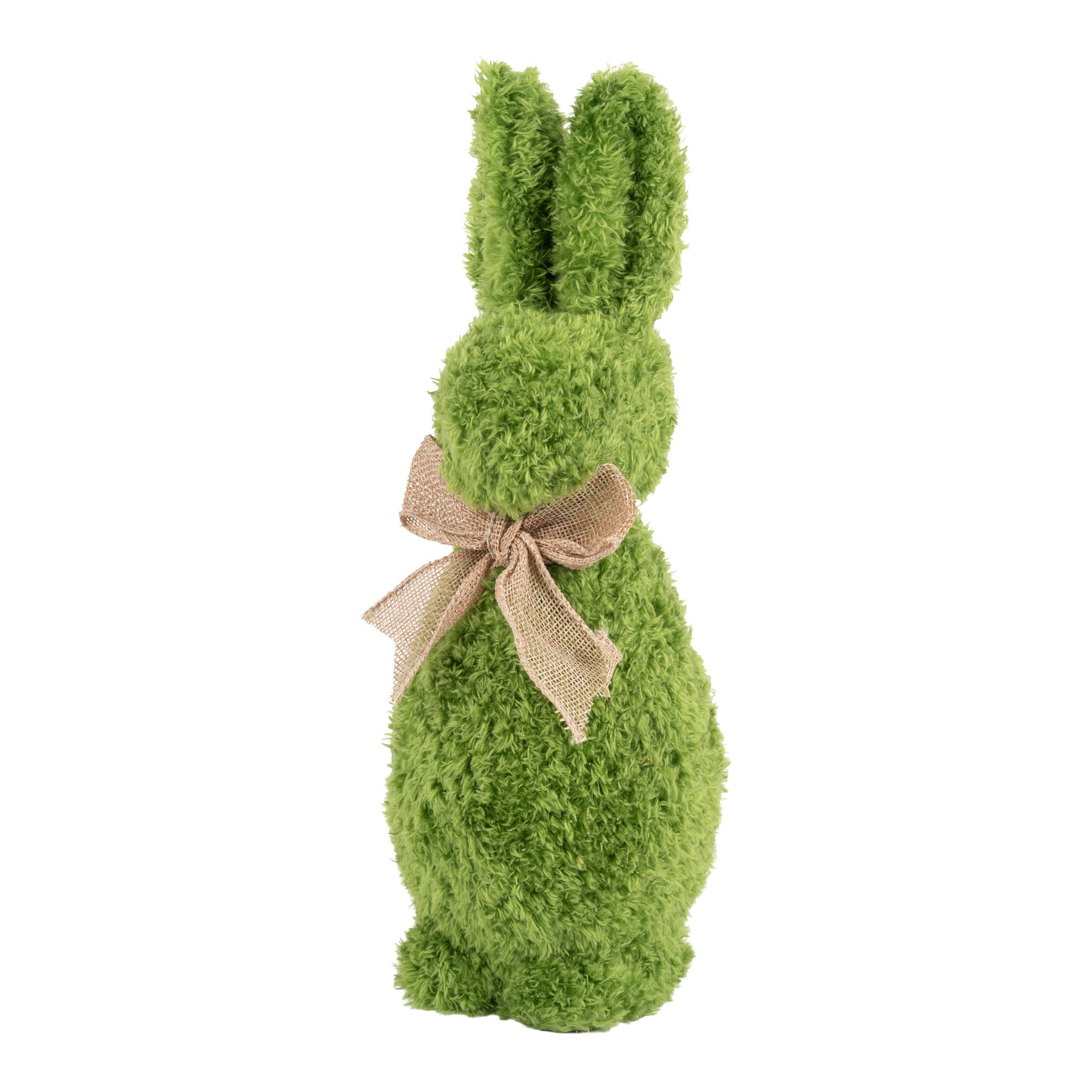 35cm Natural Green Flocked Standing Bunny - Seasonal Decor