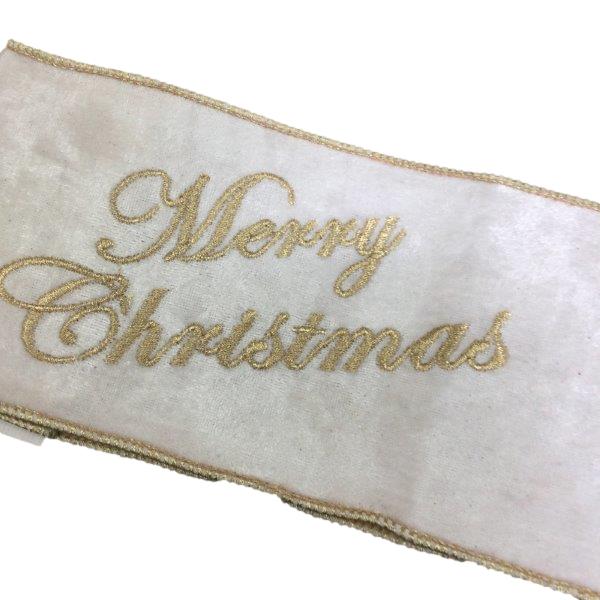 White Velvet M/C Ribbon - Seasonal Decor